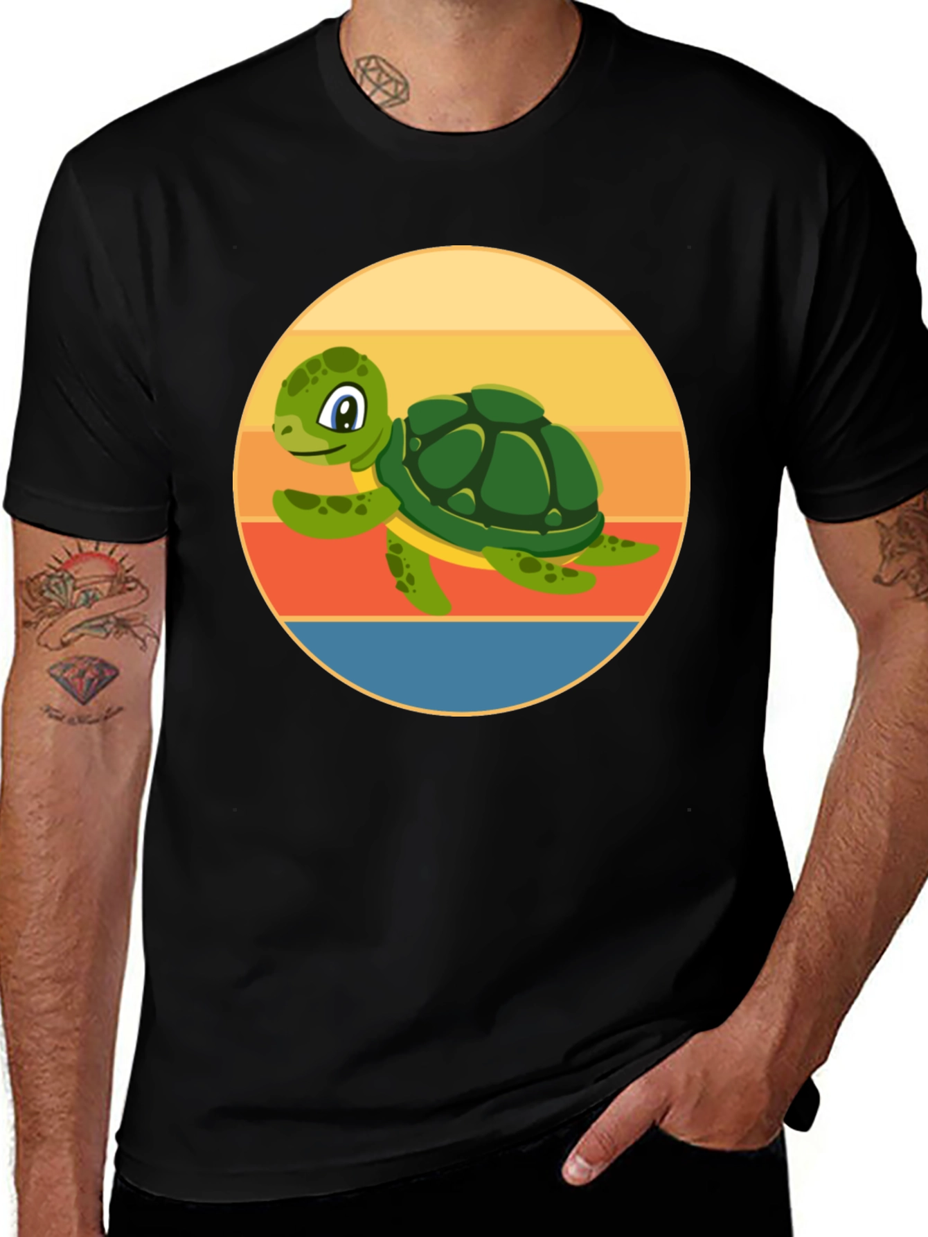 Variant 11 of Cute Turtle Graphic Tee - Retro Style