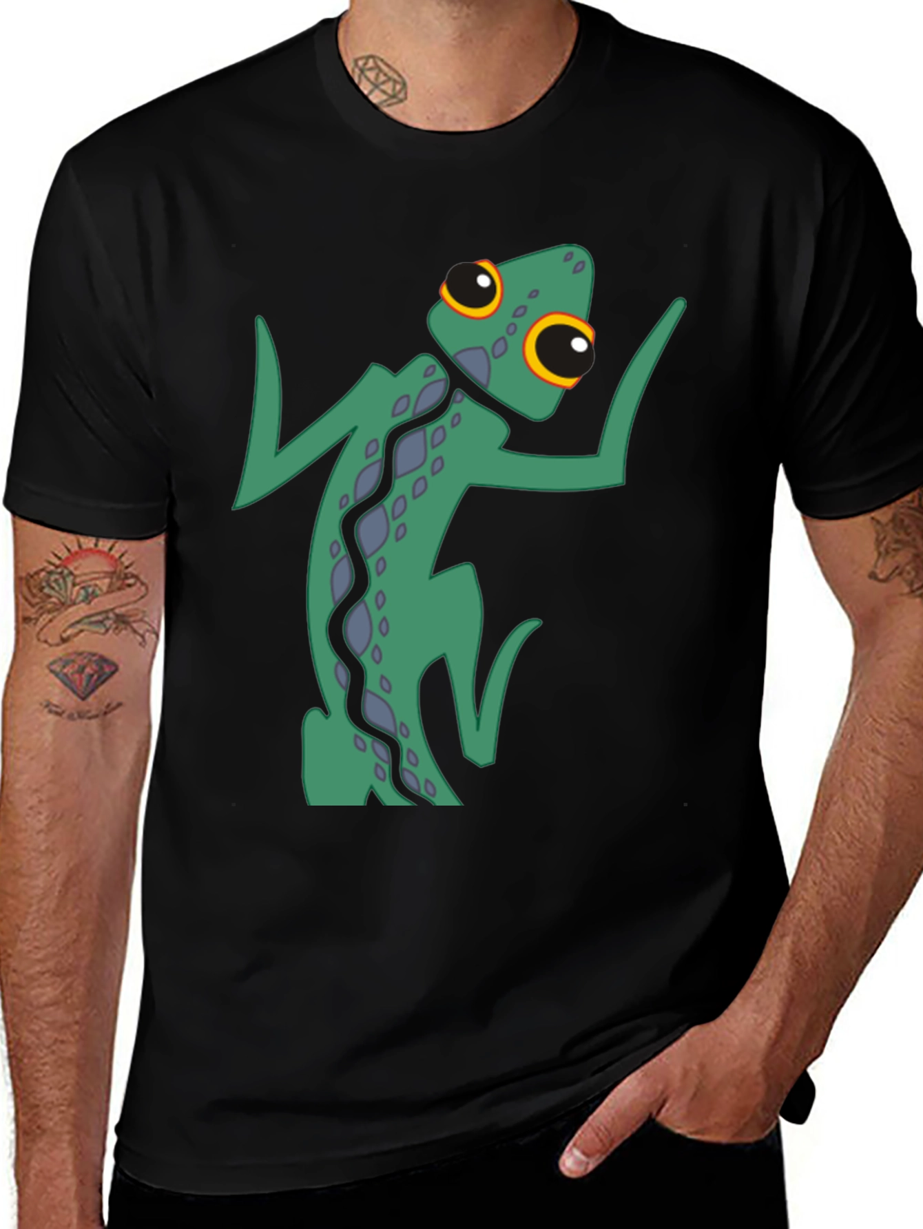 Variant 25 of Funky Gecko Graphic Tee - Black Cotton Blend