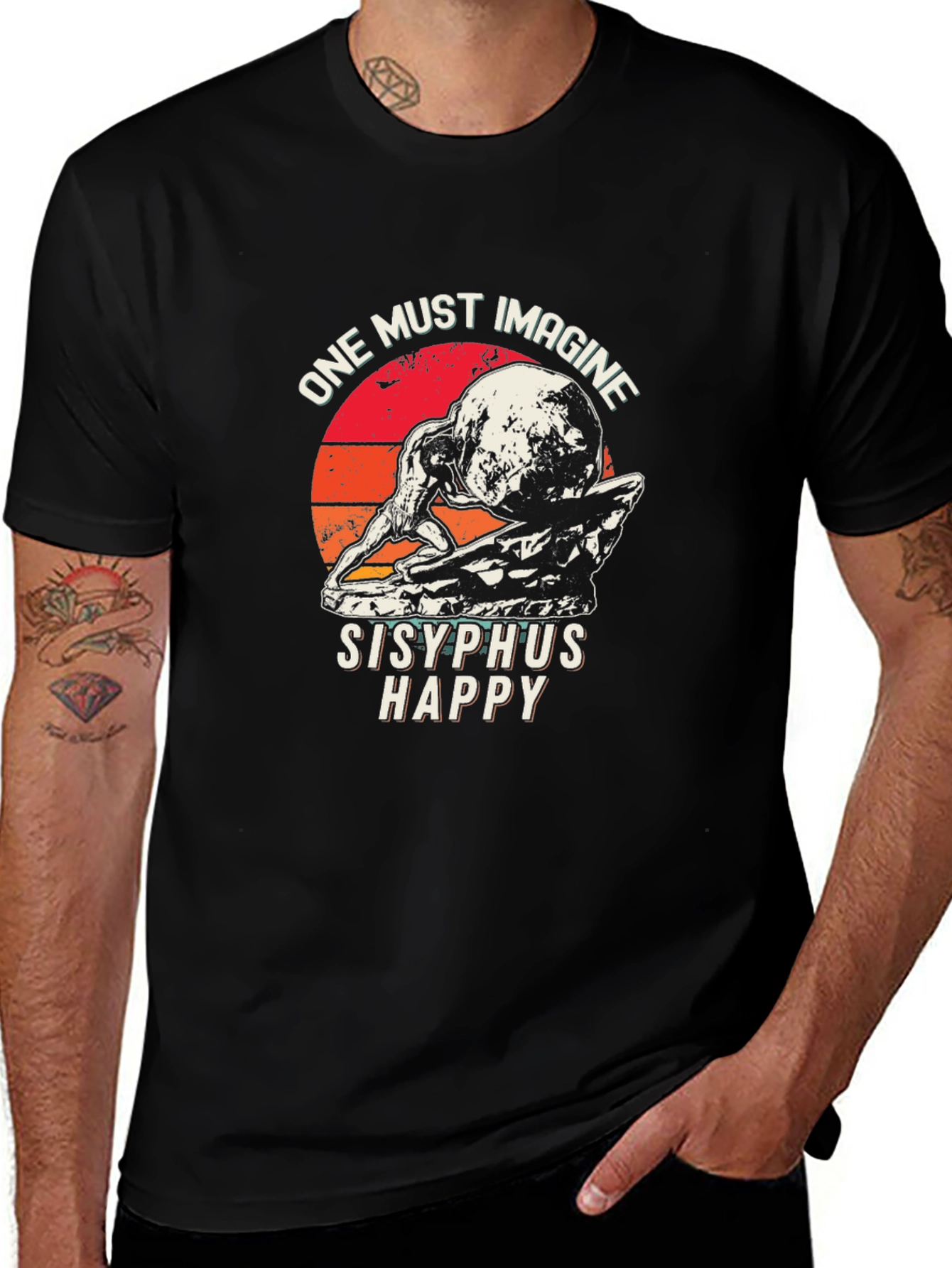 Sisyphus Happy Graphic Tee - Philosophy T-Shirt