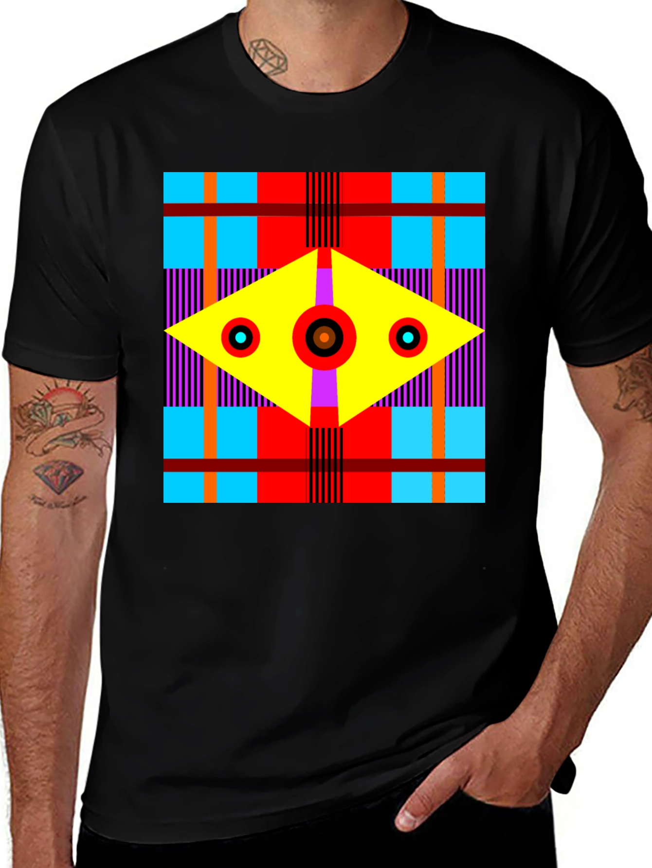 Variant 2 of Geometric Pattern Black T-Shirt
