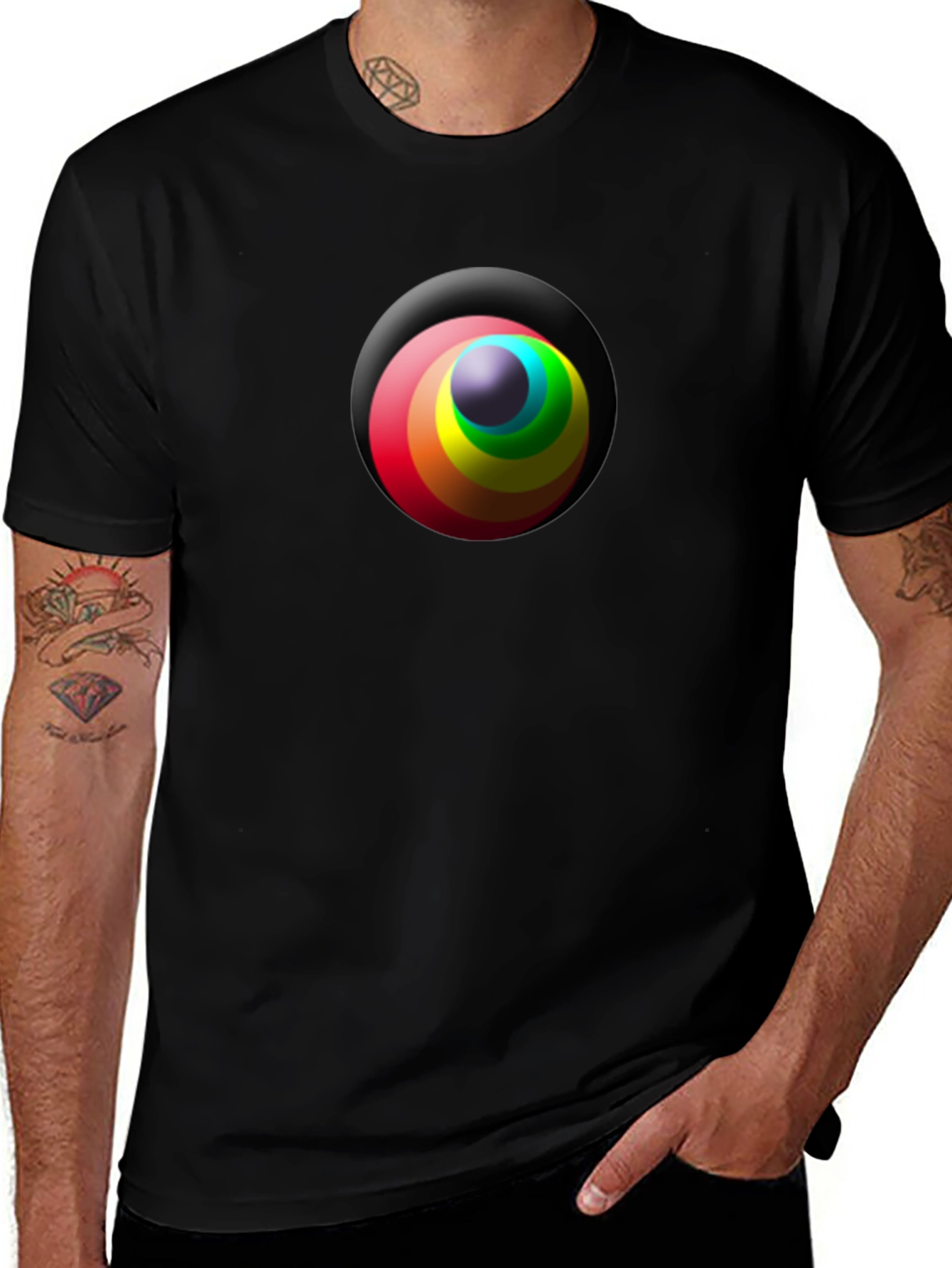 Variant 11 of Rainbow Swirl Graphic Tee - Modern Black T-Shirt