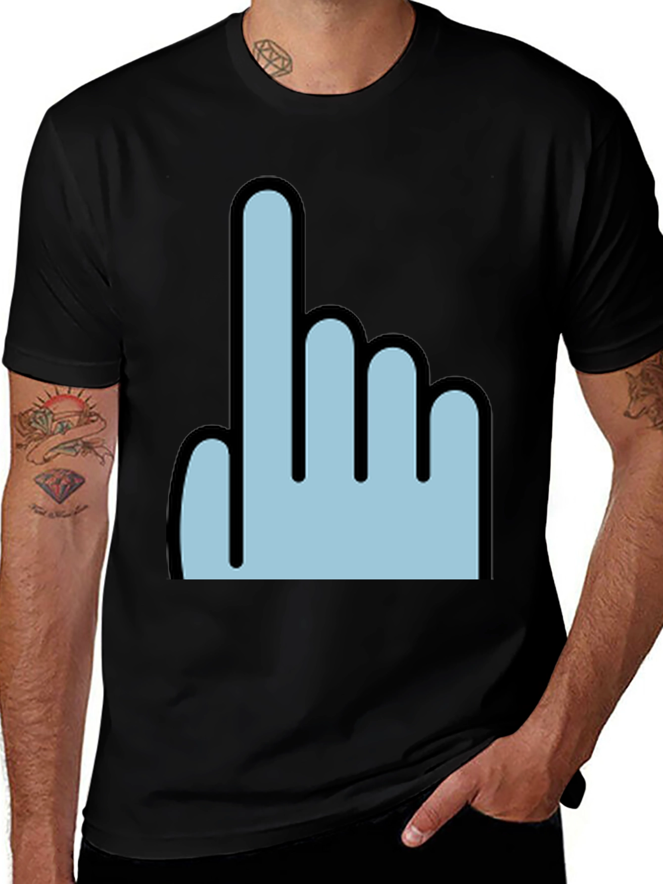 Variant 2 of Pointing Finger Graphic Tee - Trendy Black T-Shirt