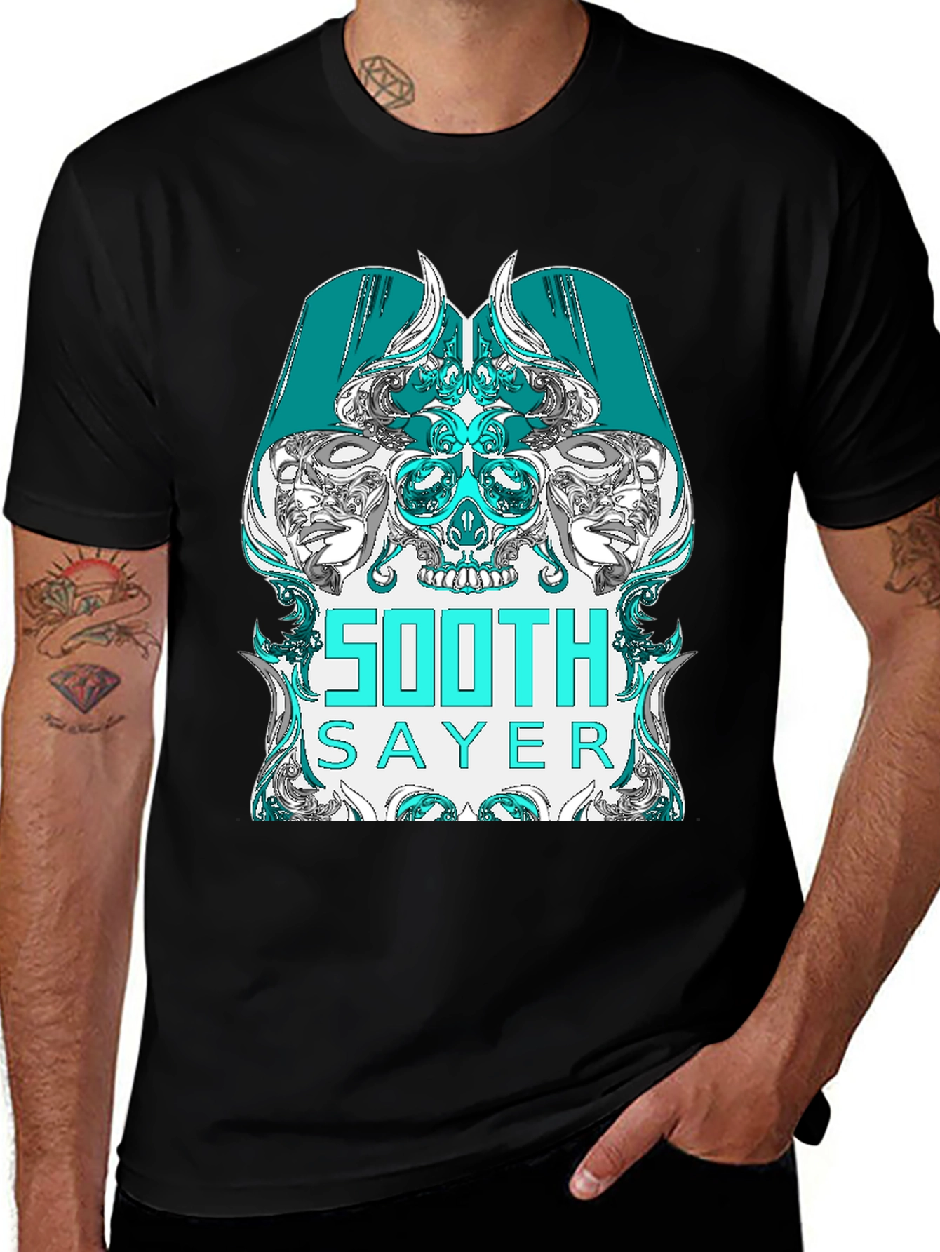 Variant 30 of Soothsayer Skull Graphic Black T-Shirt
