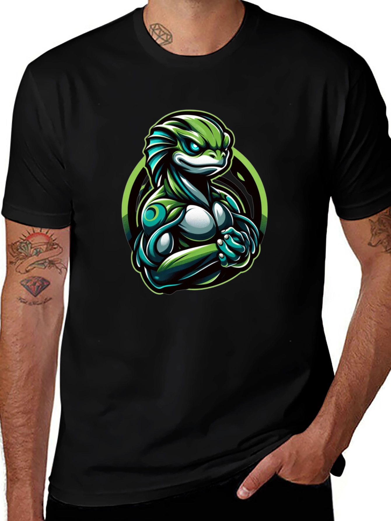 Variant 12 of Lizard Warrior Graphic Tee - Bold Design
