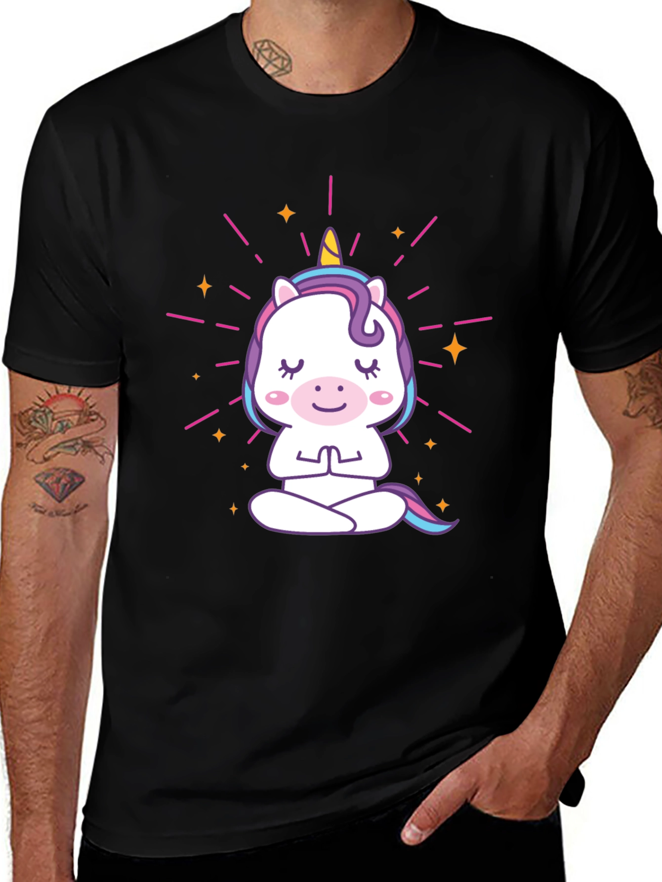 Variant 4 of Yoga Unicorn Graphic Black T-Shirt