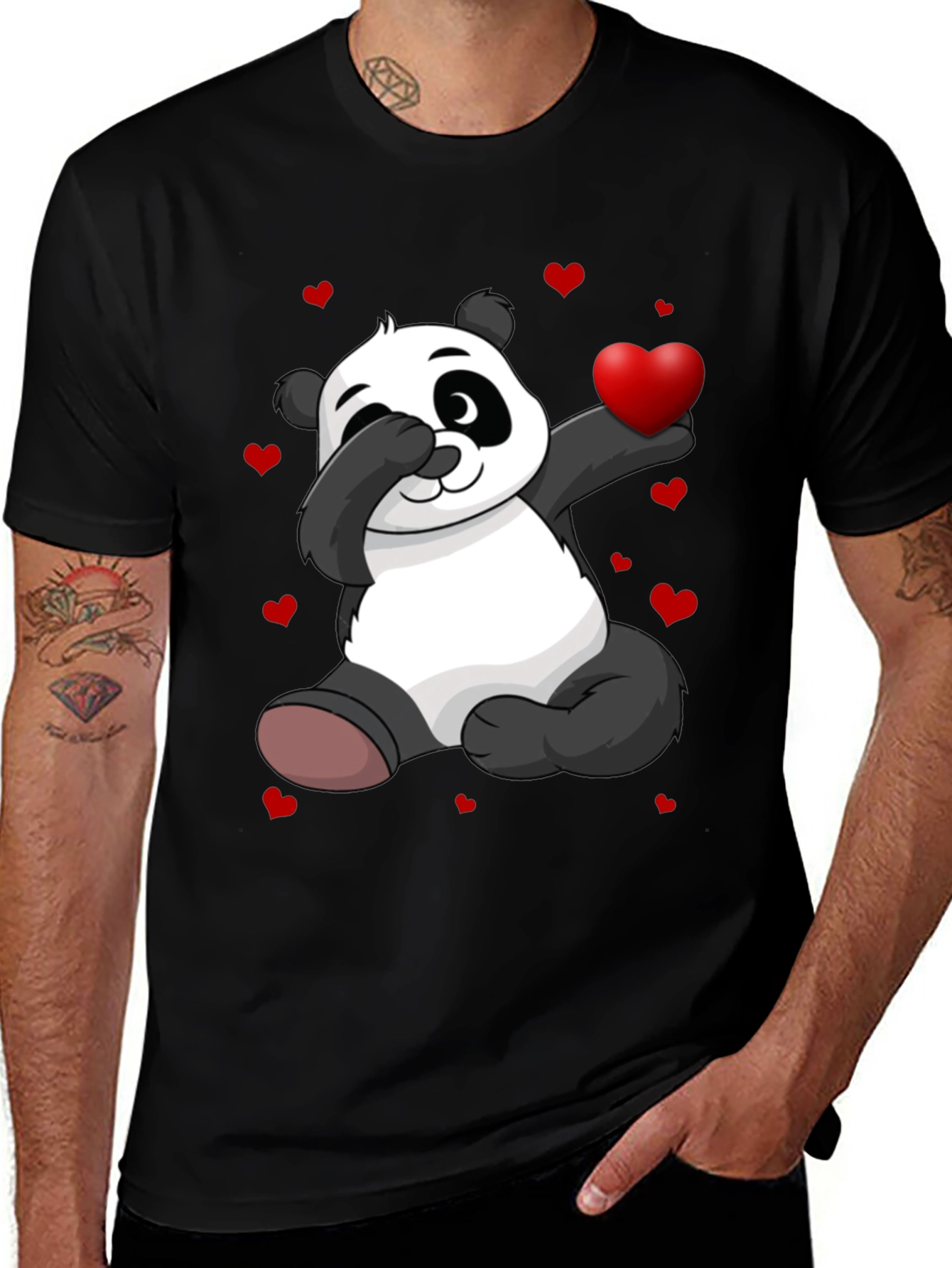 Variant 10 of Cute Panda Holding Heart Graphic T-Shirt