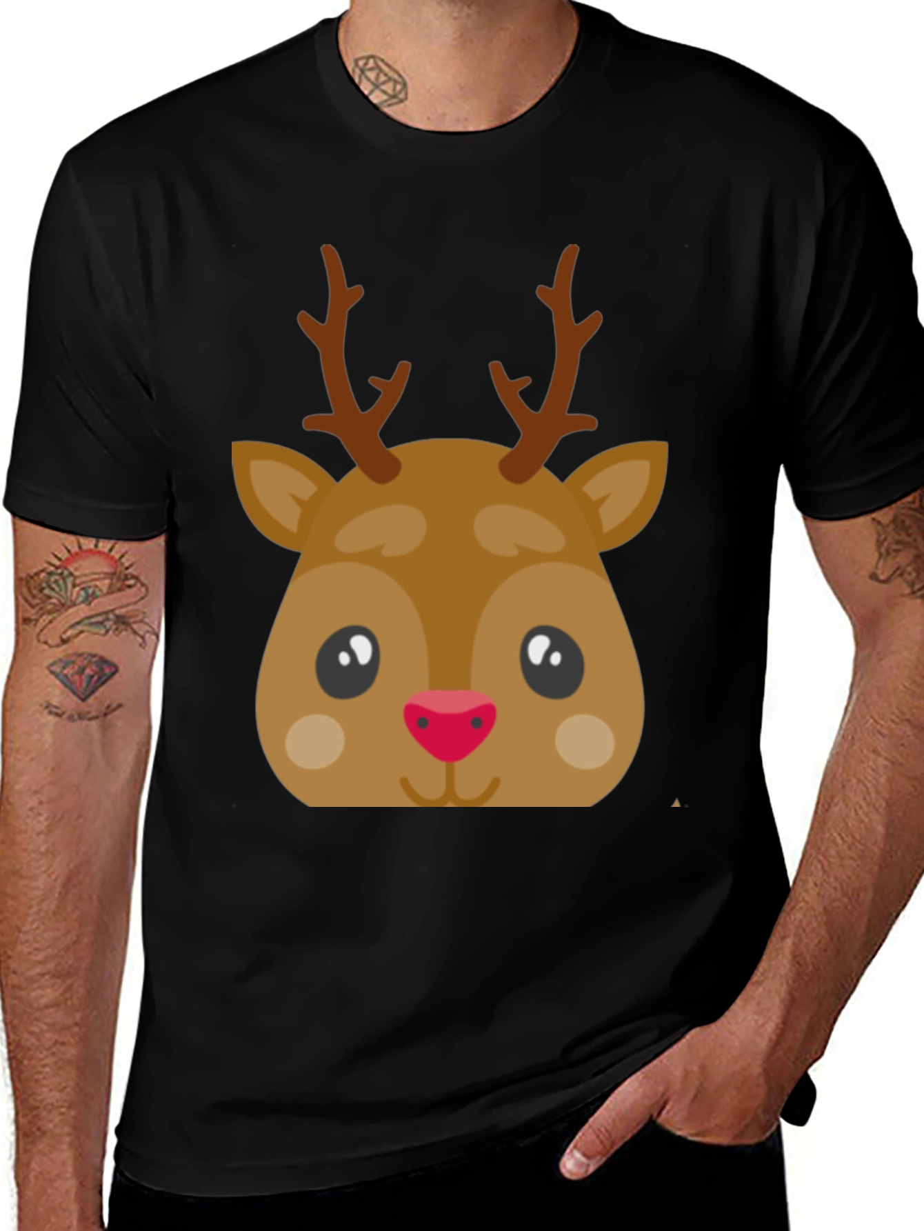Variant 21 of Festive Reindeer Graphic Tee - Holiday Fun!