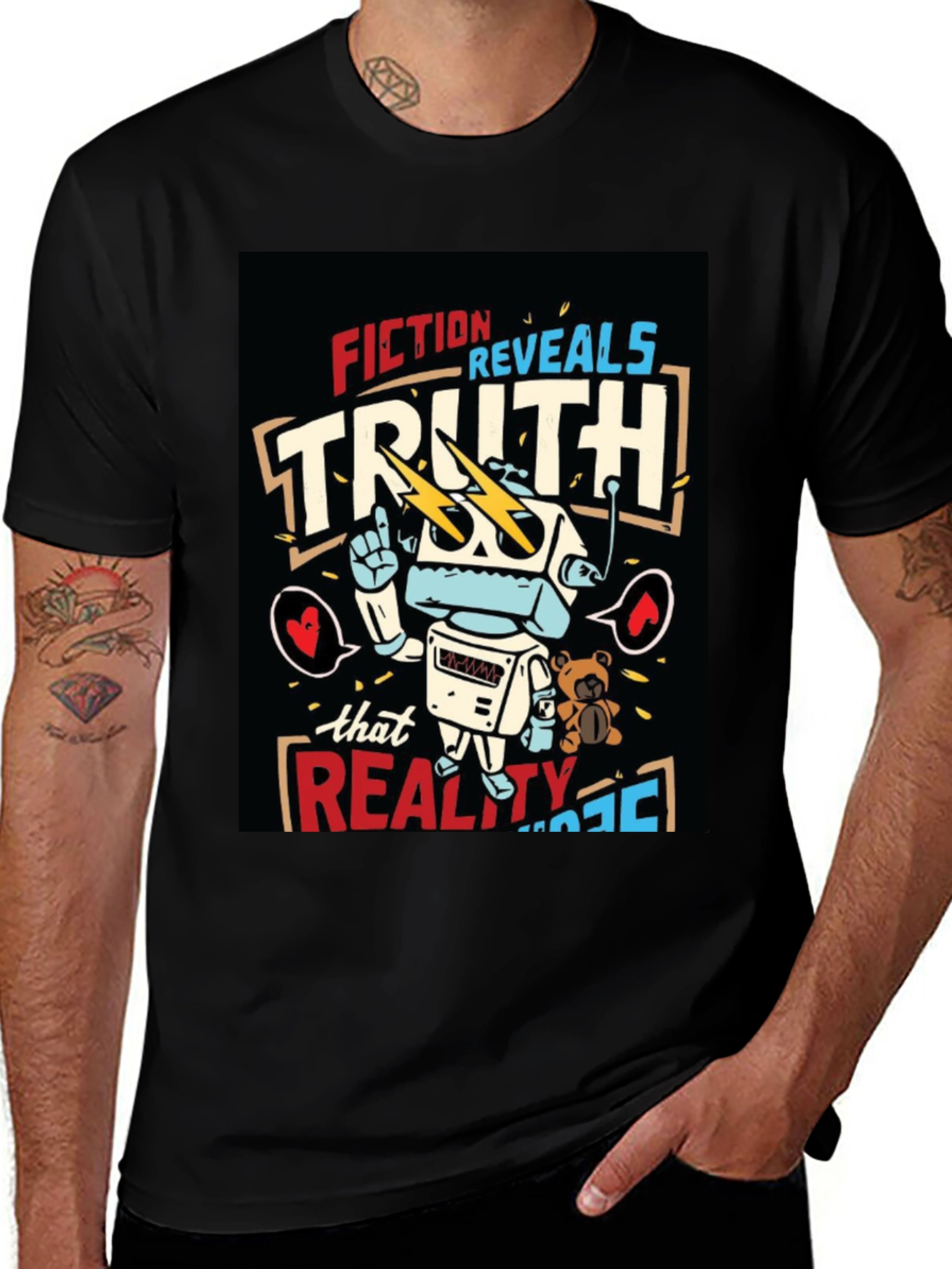 Variant 11 of Fiction Reveals Truth Robot Graphic T-Shirt