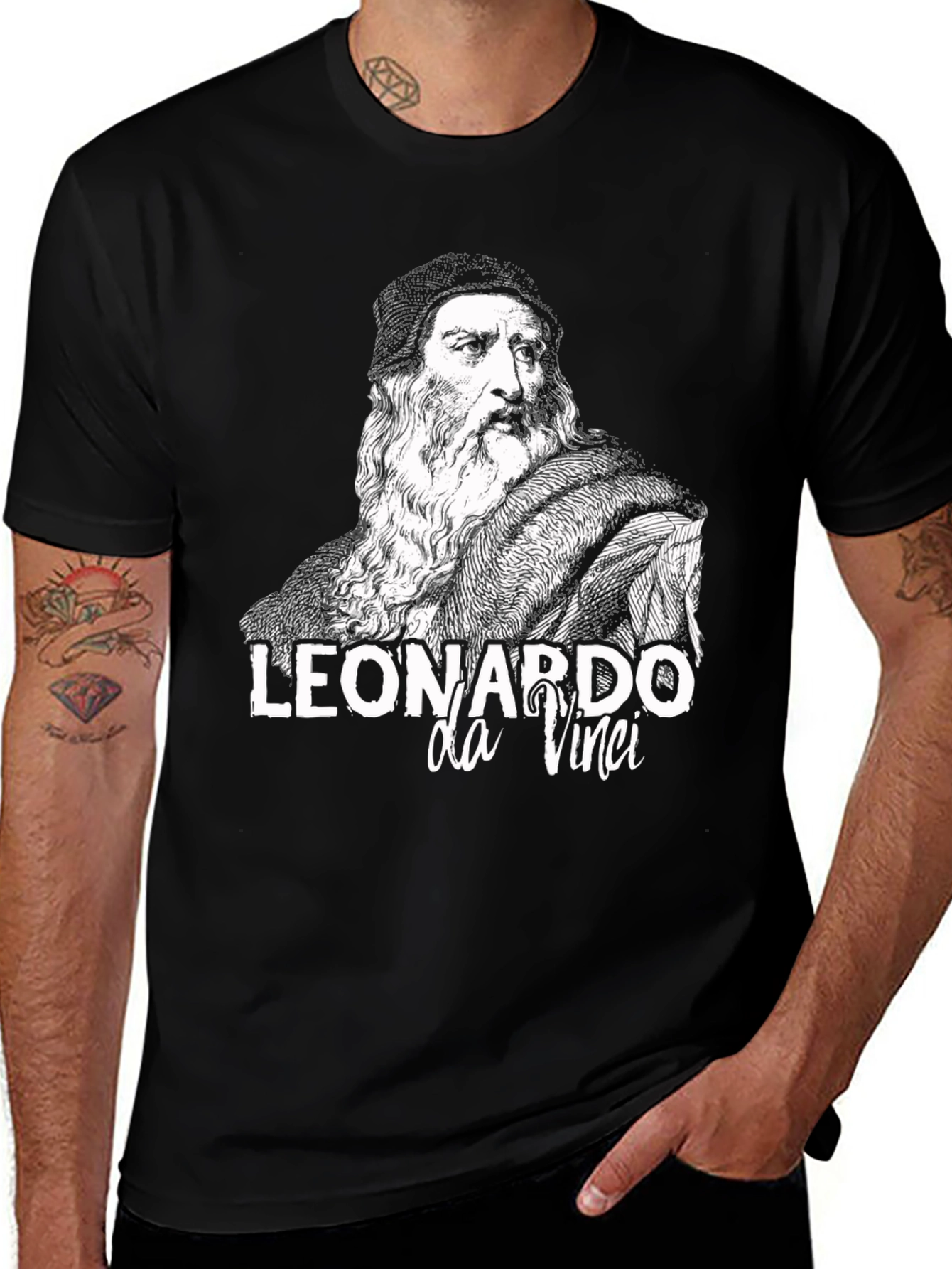 Variant 17 of Leonardo da Vinci Black Graphic T-Shirt