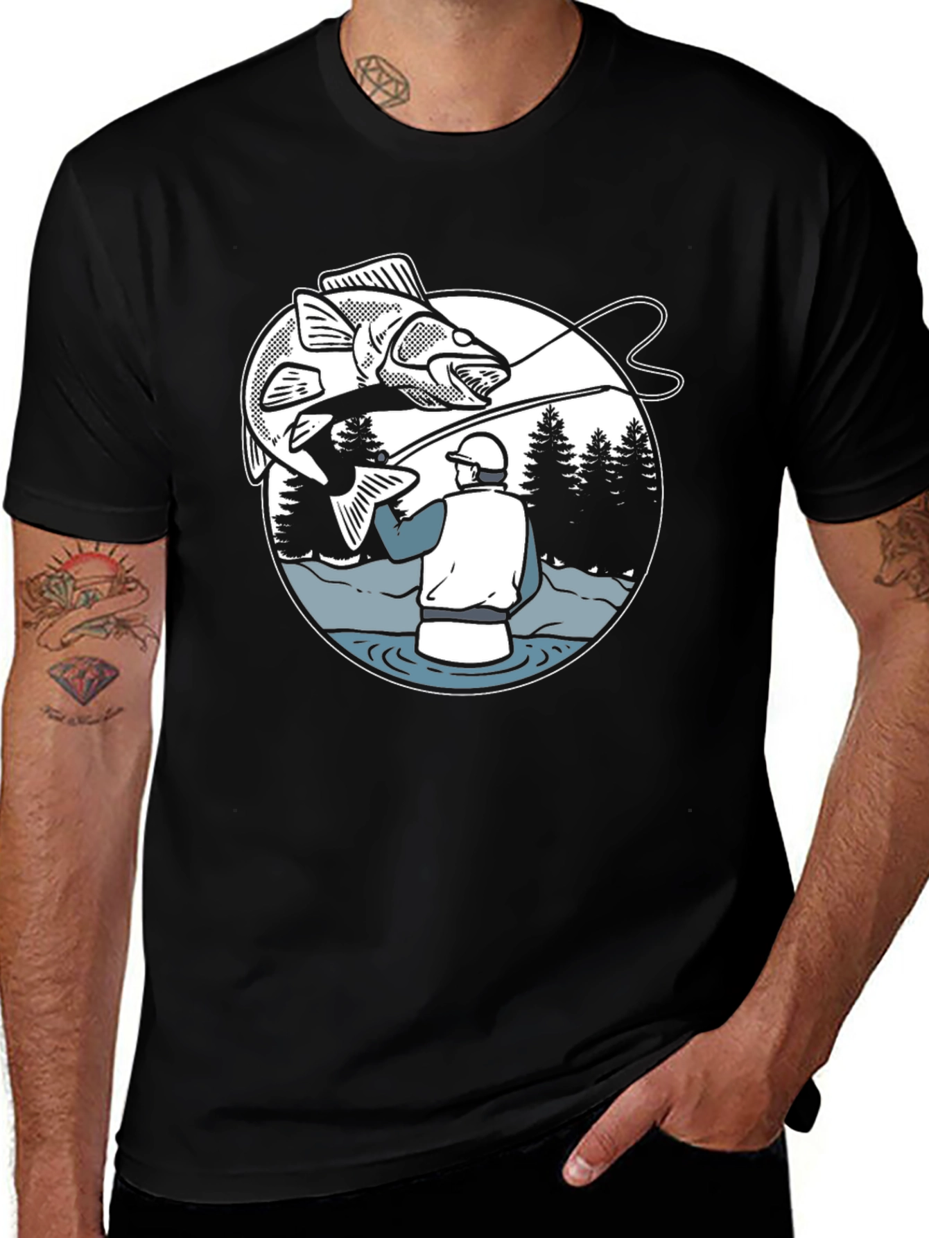 Variant 21 of Fishing Graphic T-Shirt - Angler Design Tee