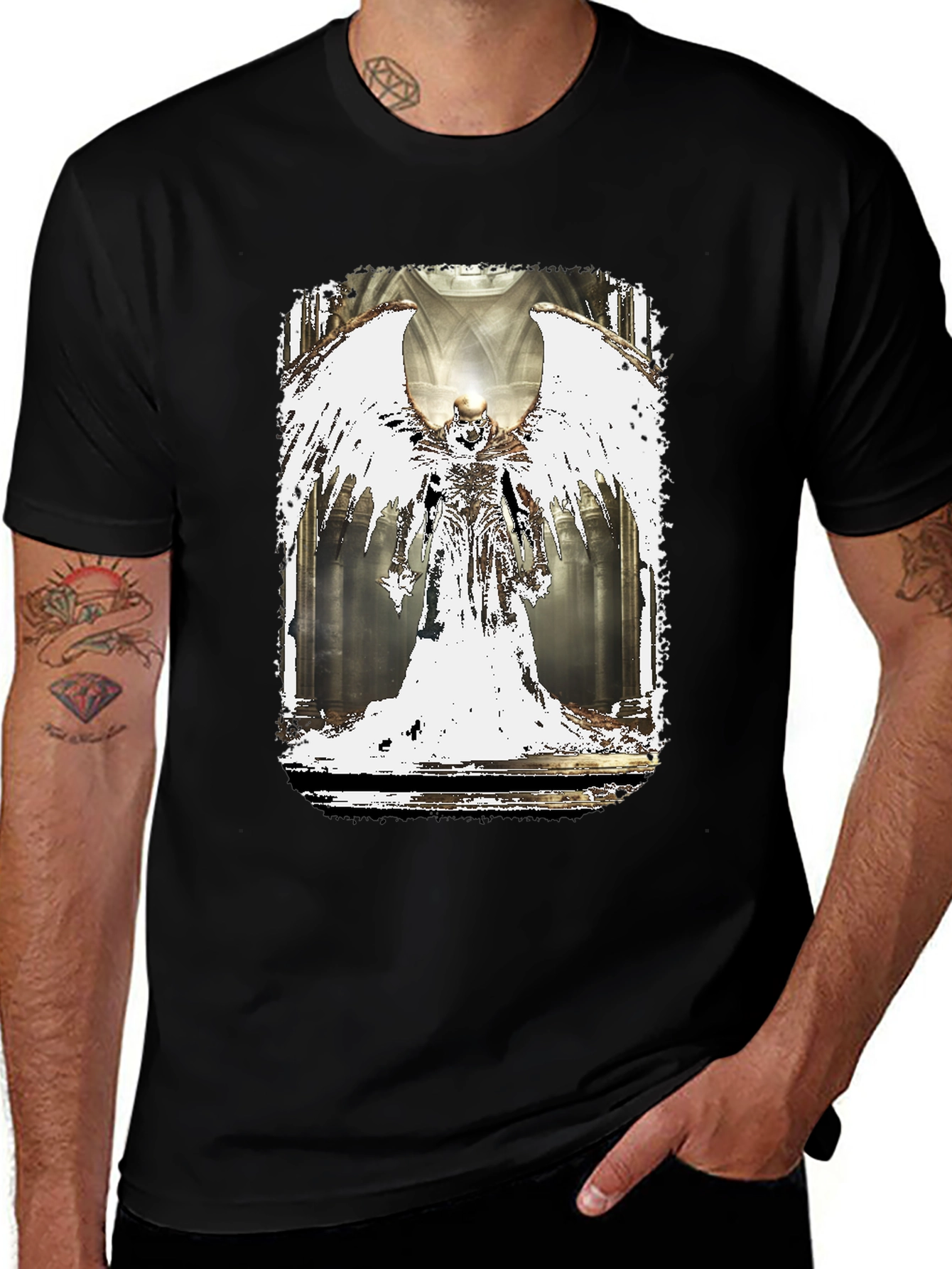 Variant 25 of Winged Angel Graphic Black T-Shirt