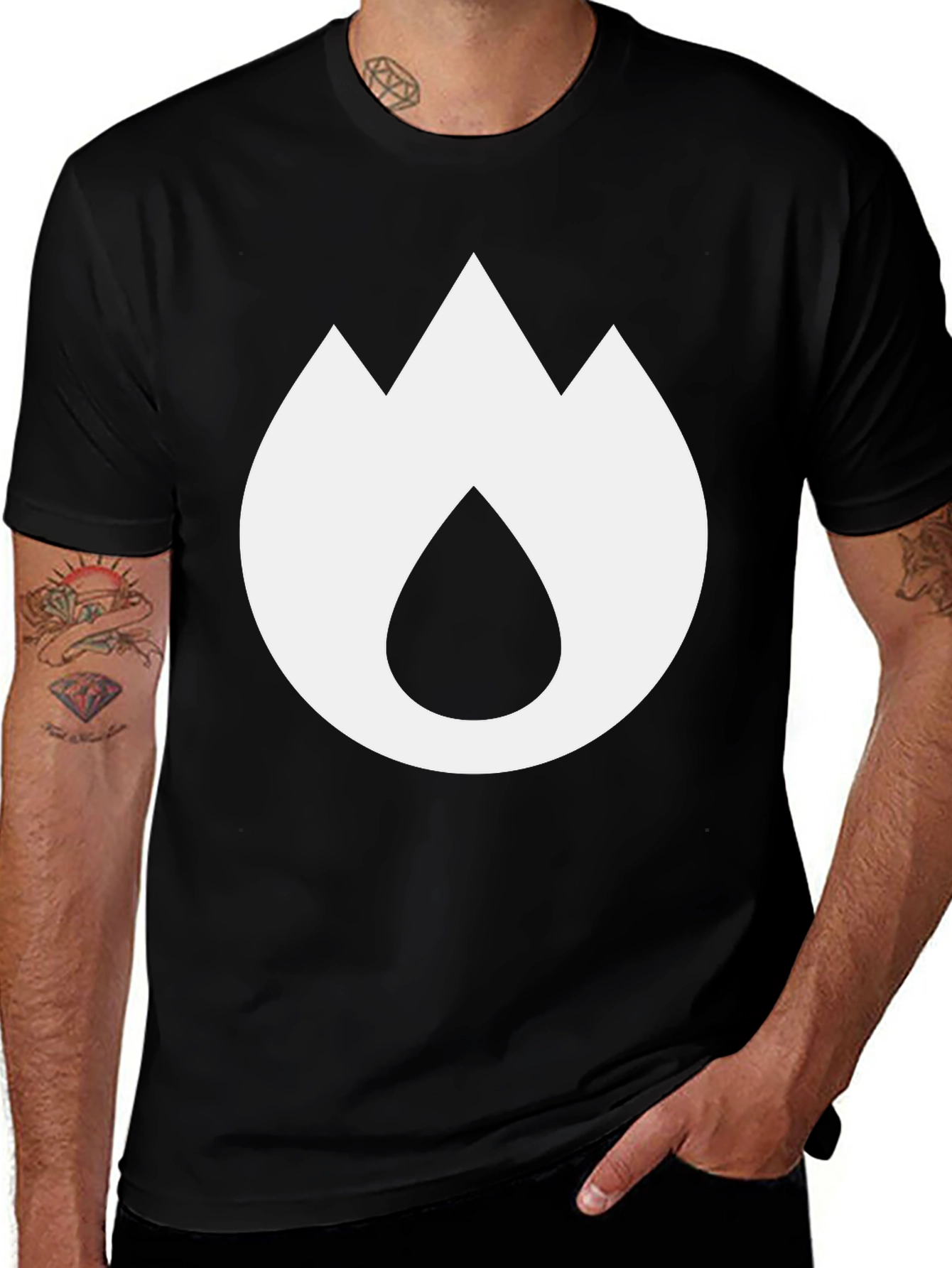 Variant 3 of Mountain Flame Graphic Tee - Black Cotton Blend