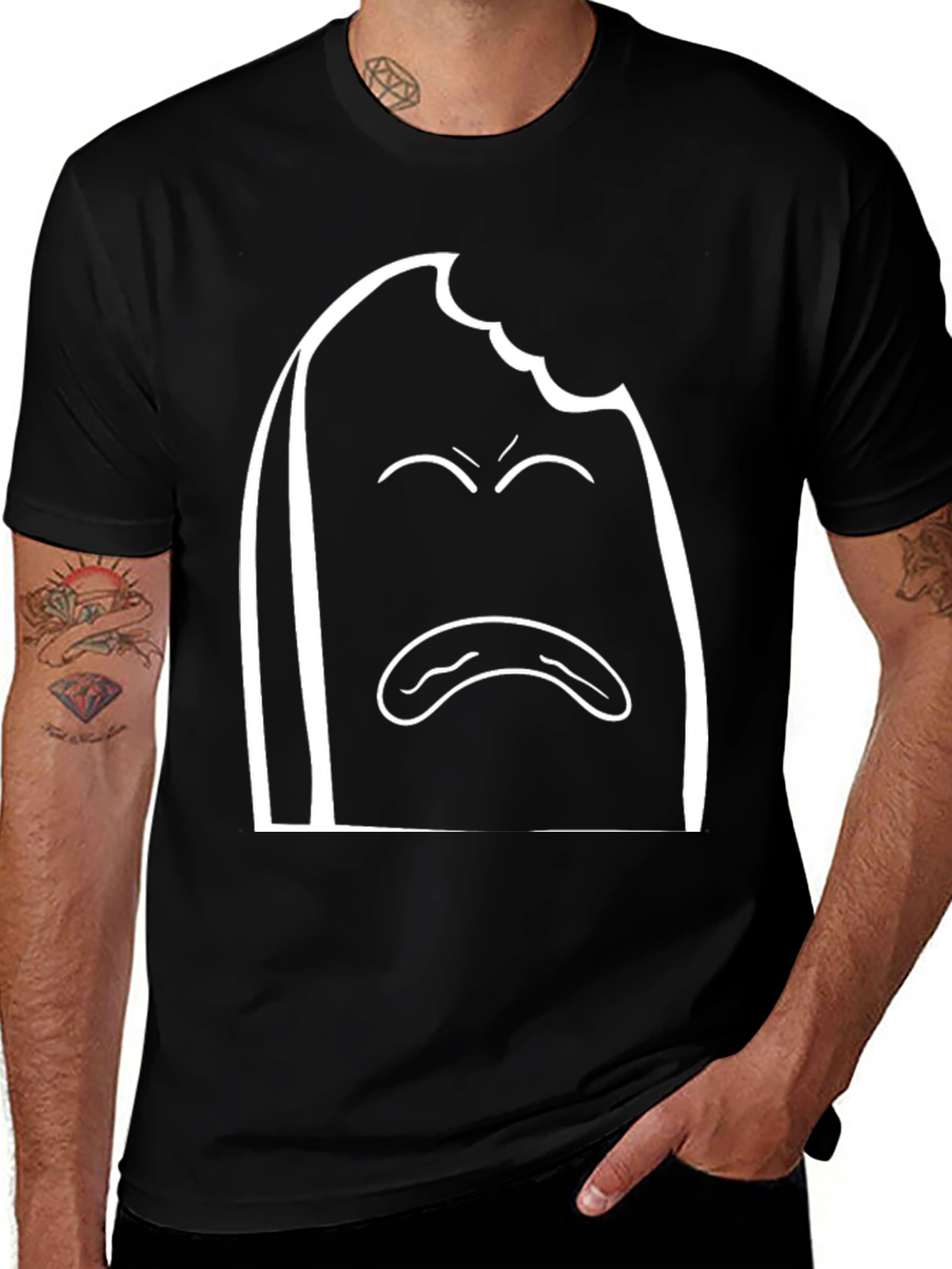 Variant 5 of Bitten Bread Sad Face T-Shirt - Soft Cotton Tee