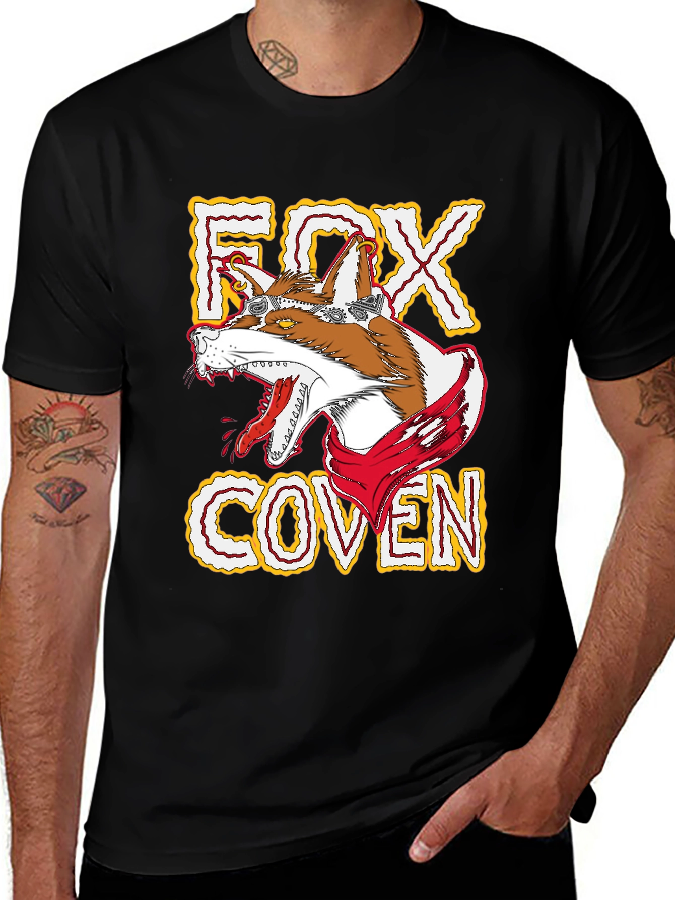 Variant 27 of Fox Coven Graphic Tee - Men's Black T-Shirt