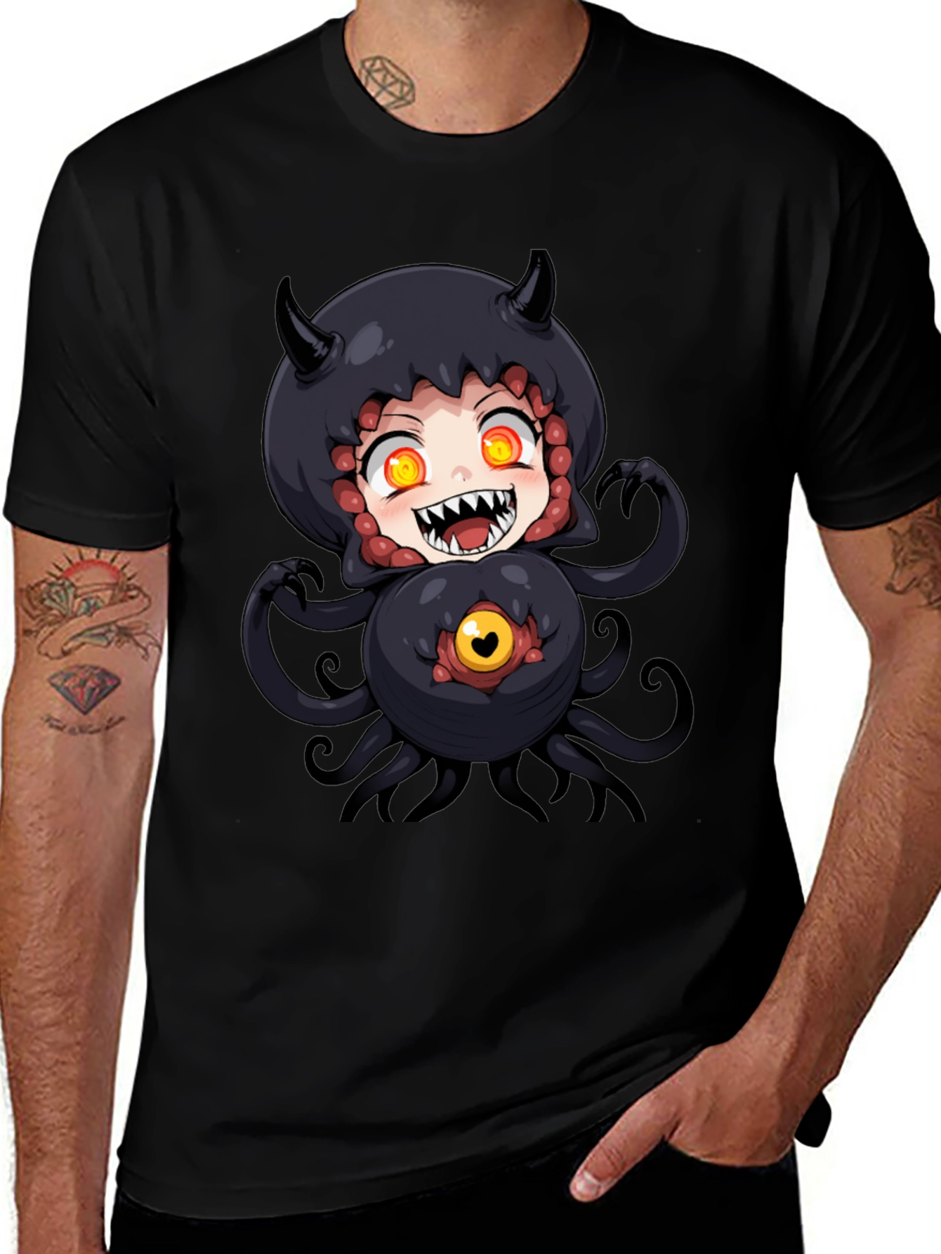 Variant 25 of Anime Monster Graphic Black T-Shirt