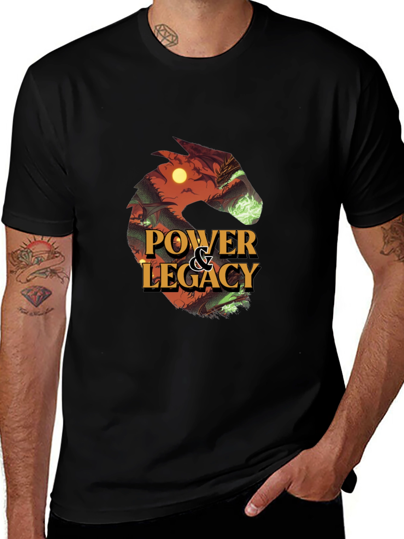 Variant 3 of Power & Legacy Dragon Graphic Tee - Men's Black T-Shirt