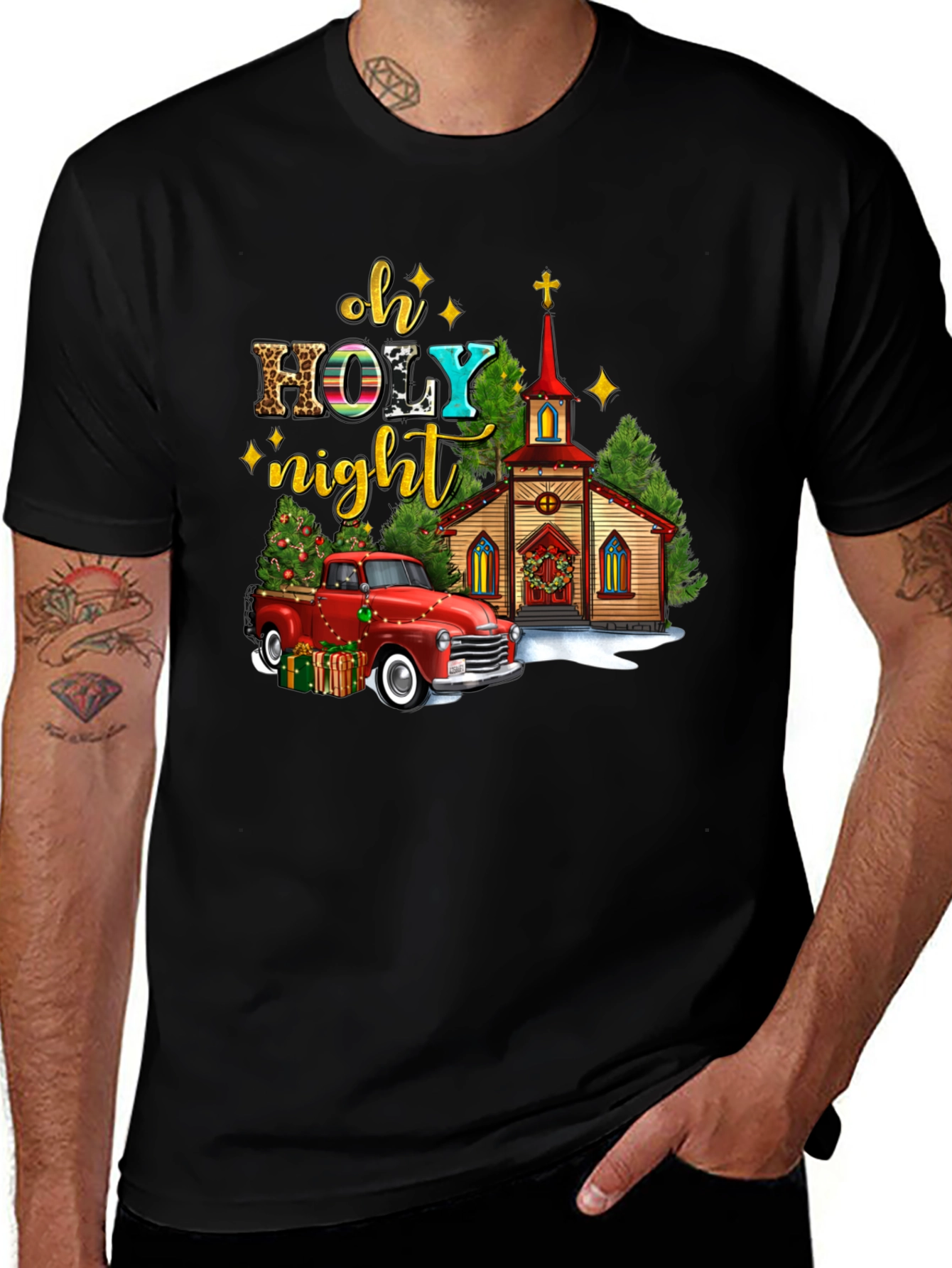 Oh Holy Night Christmas Truck T-Shirt