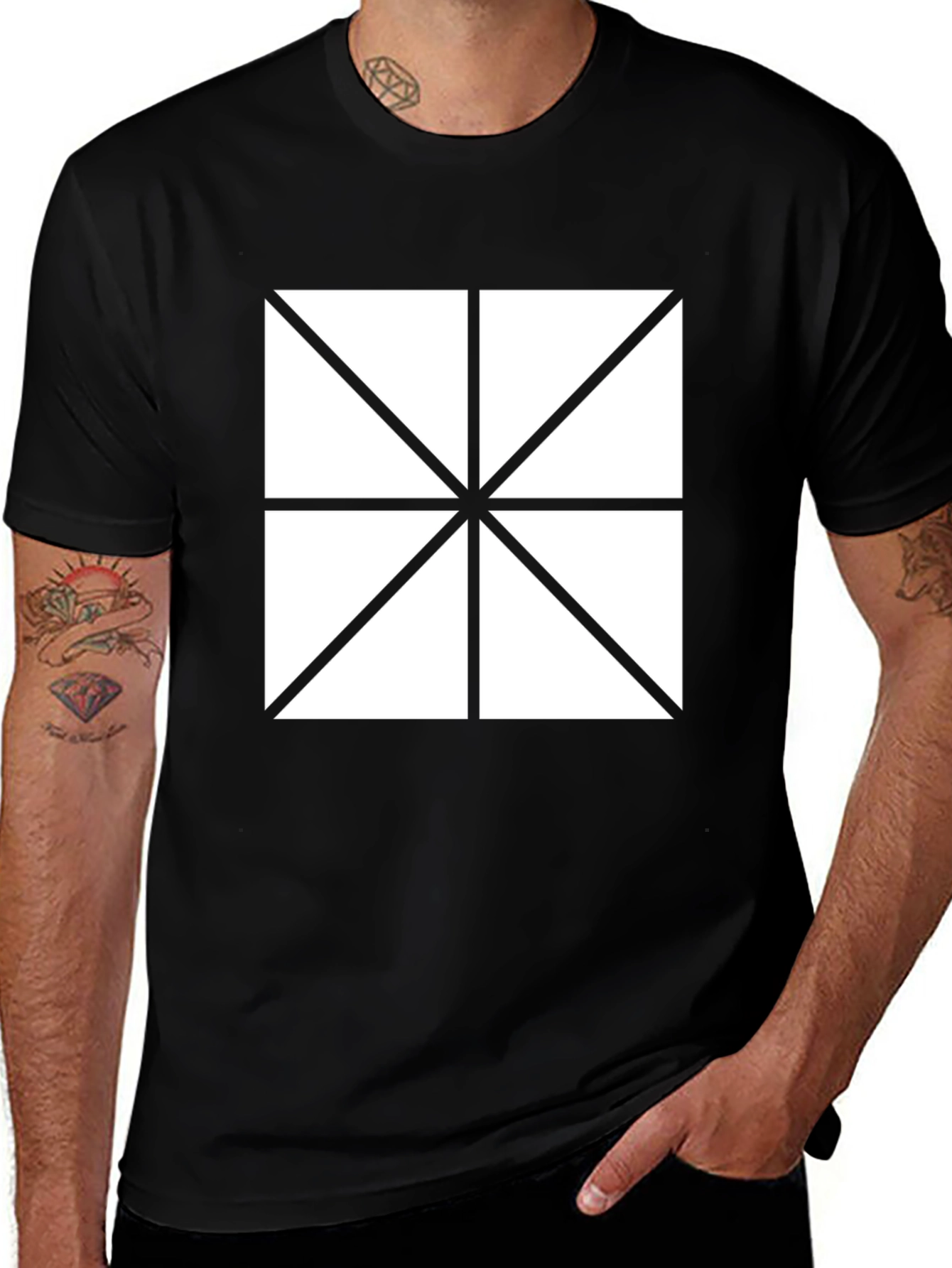 Variant 24 of Geometric Pattern Tee - Modern Black T-Shirt