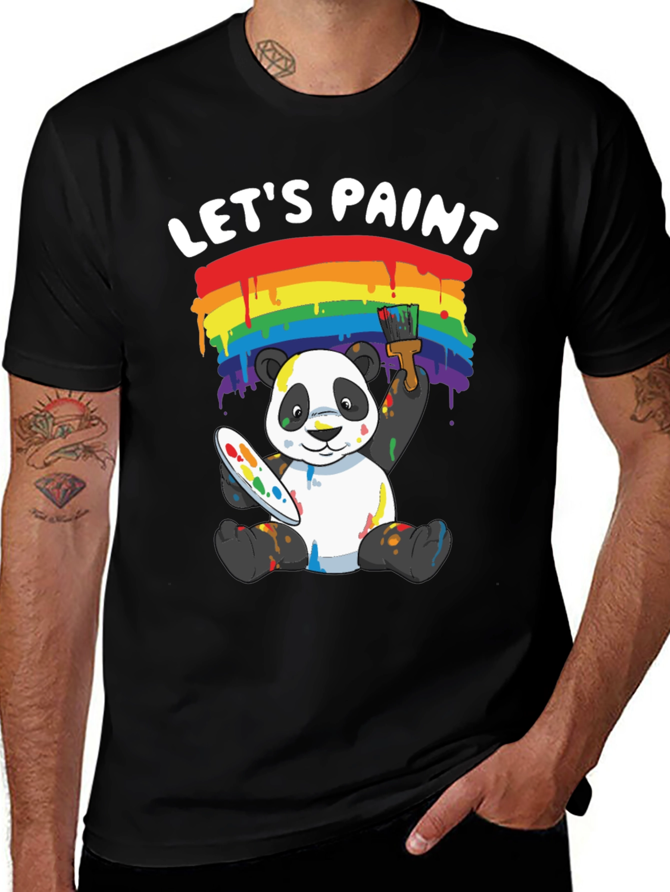 Variant 10 of Let's Paint Panda T-Shirt - Rainbow Art Tee