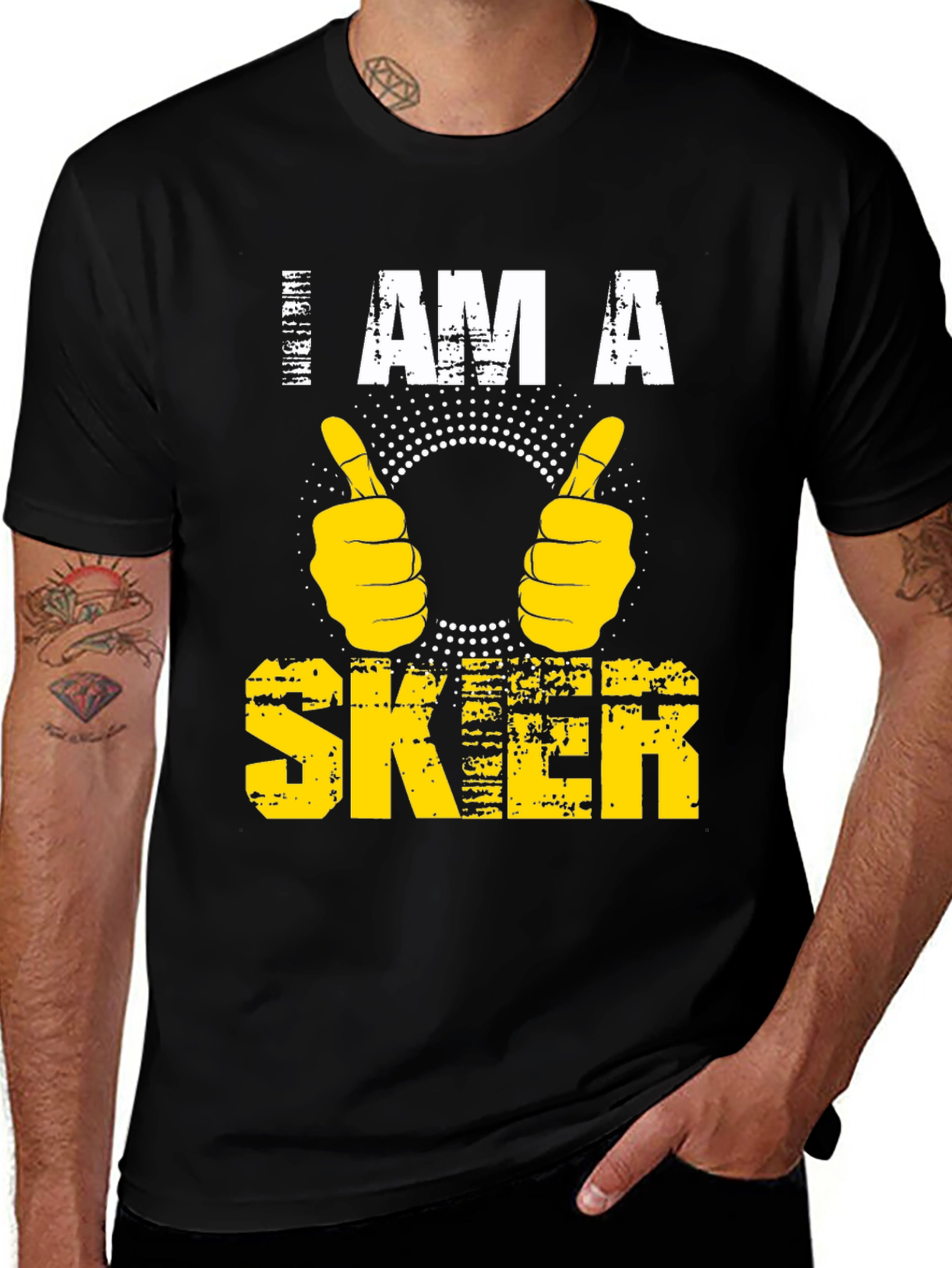 Variant 27 of I AM A SKIER Graphic Tee - Black Cotton T-Shirt