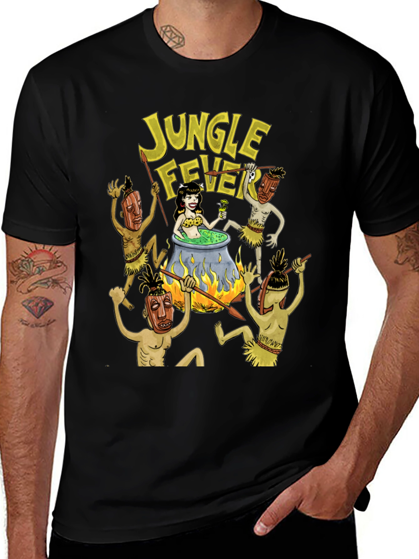 Variant 7 of Jungle Fever Cartoon Graphic Black T-Shirt