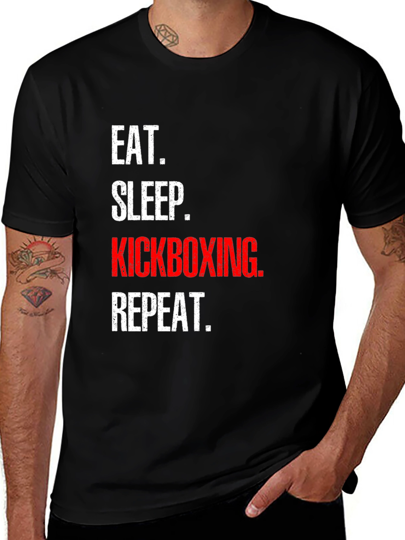 Variant 27 of Eat Sleep Kickboxing Repeat Black T-Shirt