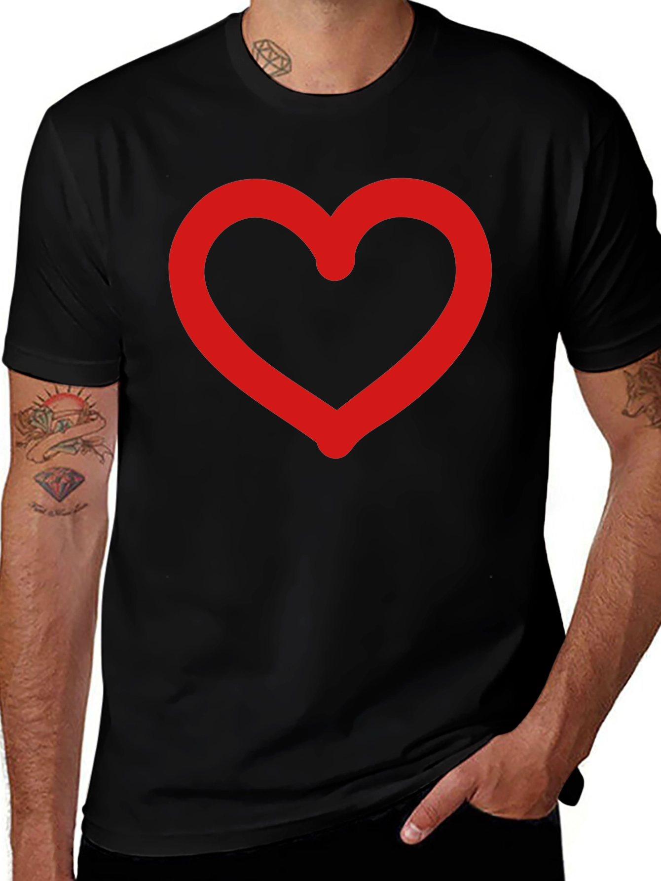 Variant 10 of Heart Graphic Black Tee - Stylish Casual Wear