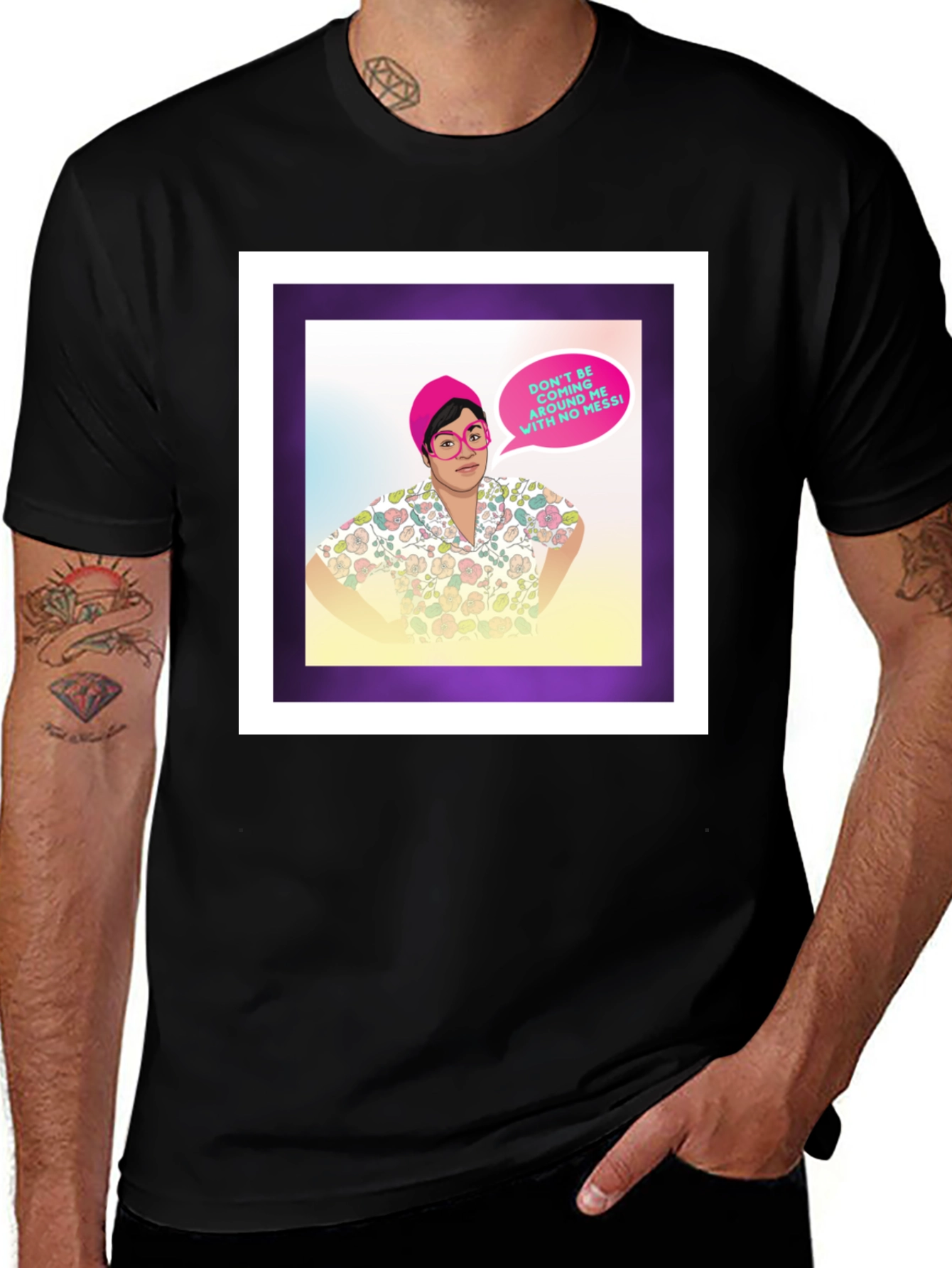 Variant 2 of Funny Graphic T-Shirt - "No Messi" Quote