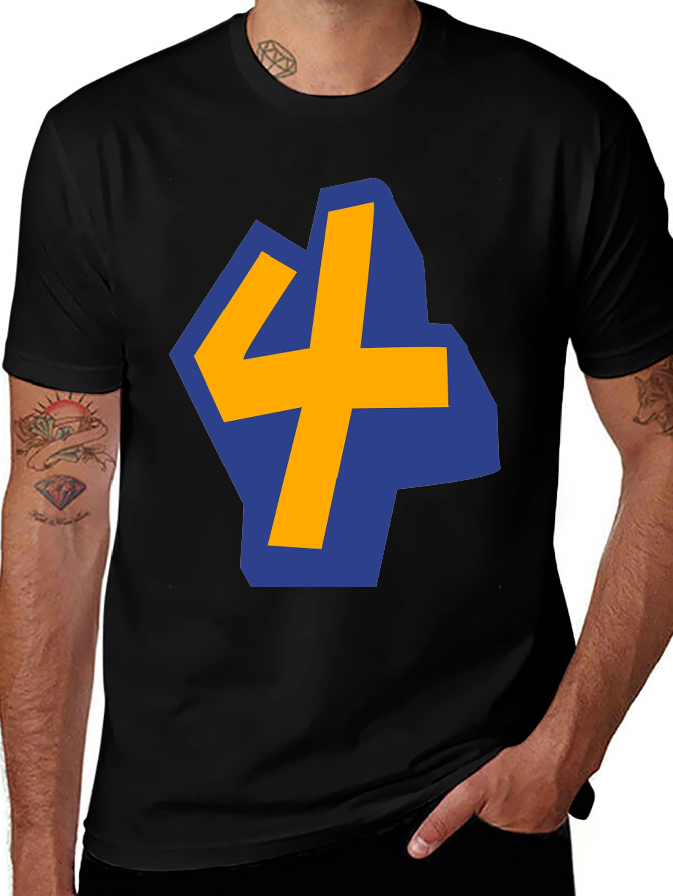 Variant 29 of Bold Graphic Tee - Blue & Yellow Number 4
