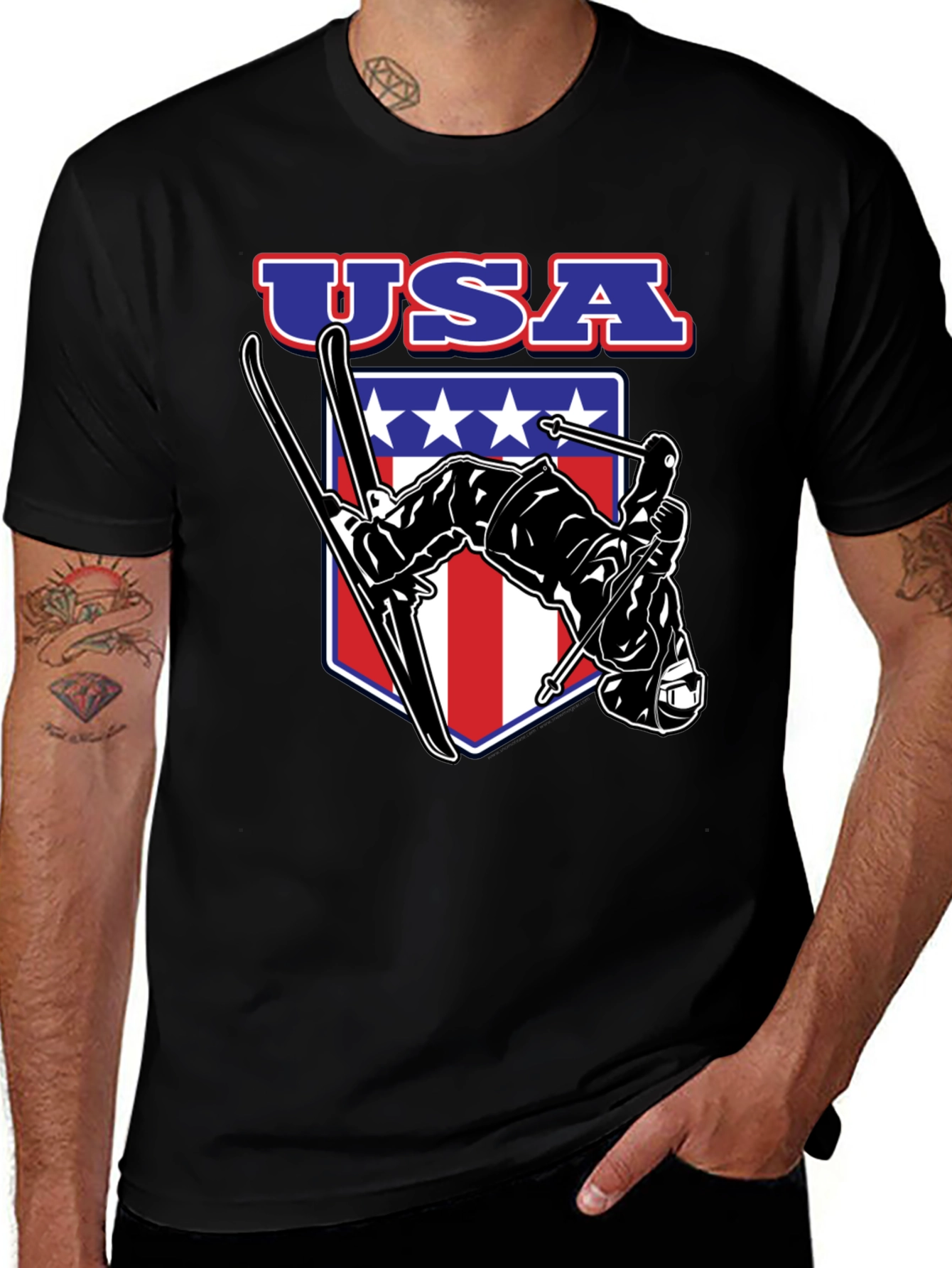 Variant 30 of USA Skier T-Shirt - Patriotic Skiing Apparel