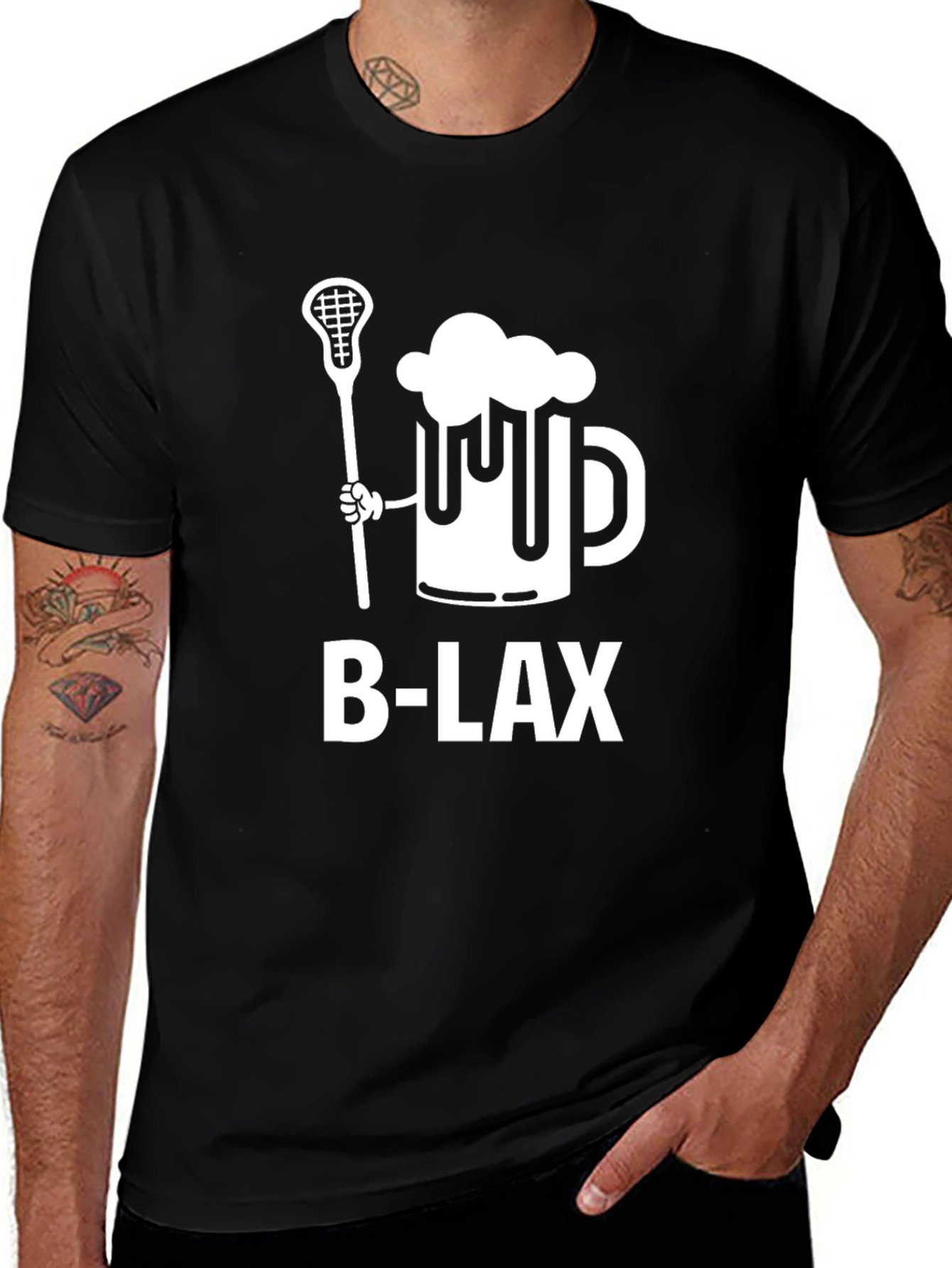 Variant 4 of B-LAX Beer Mug Lacrosse T-Shirt - Black