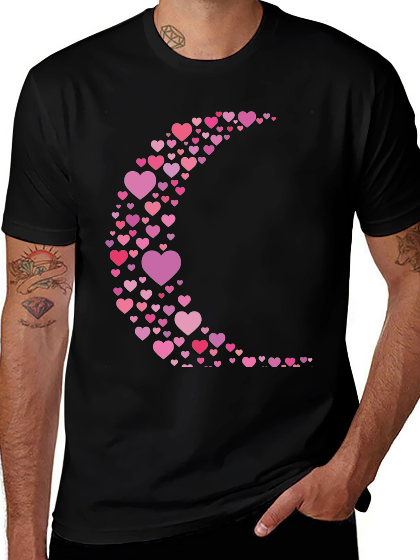 Variant 23 of Heart Moon Graphic T-Shirt - Romantic and Stylish