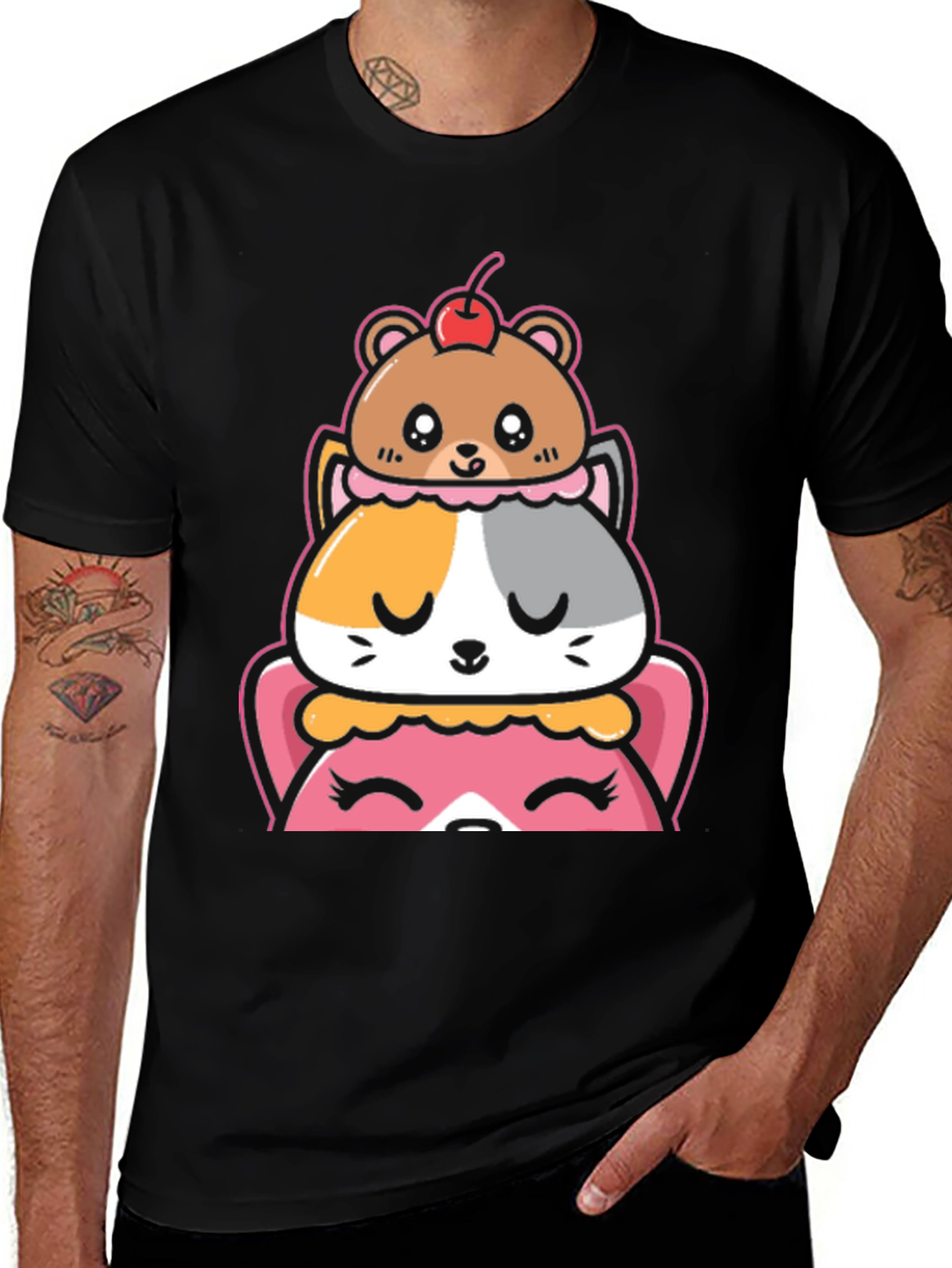 Variant 24 of Cute Animal Dessert Stack Graphic Tee