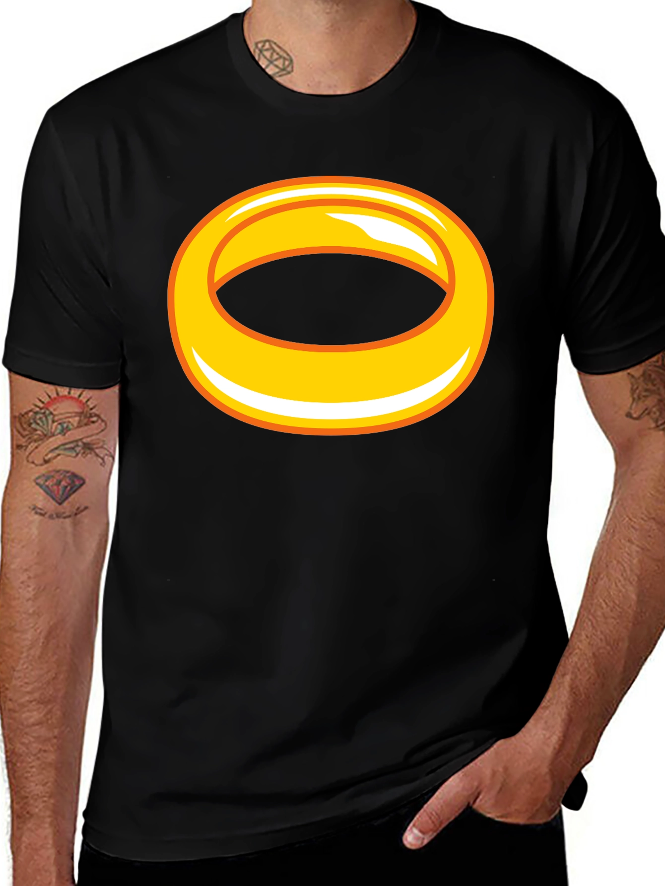Variant 12 of Sonic Ring Graphic T-Shirt - Black Cotton Tee