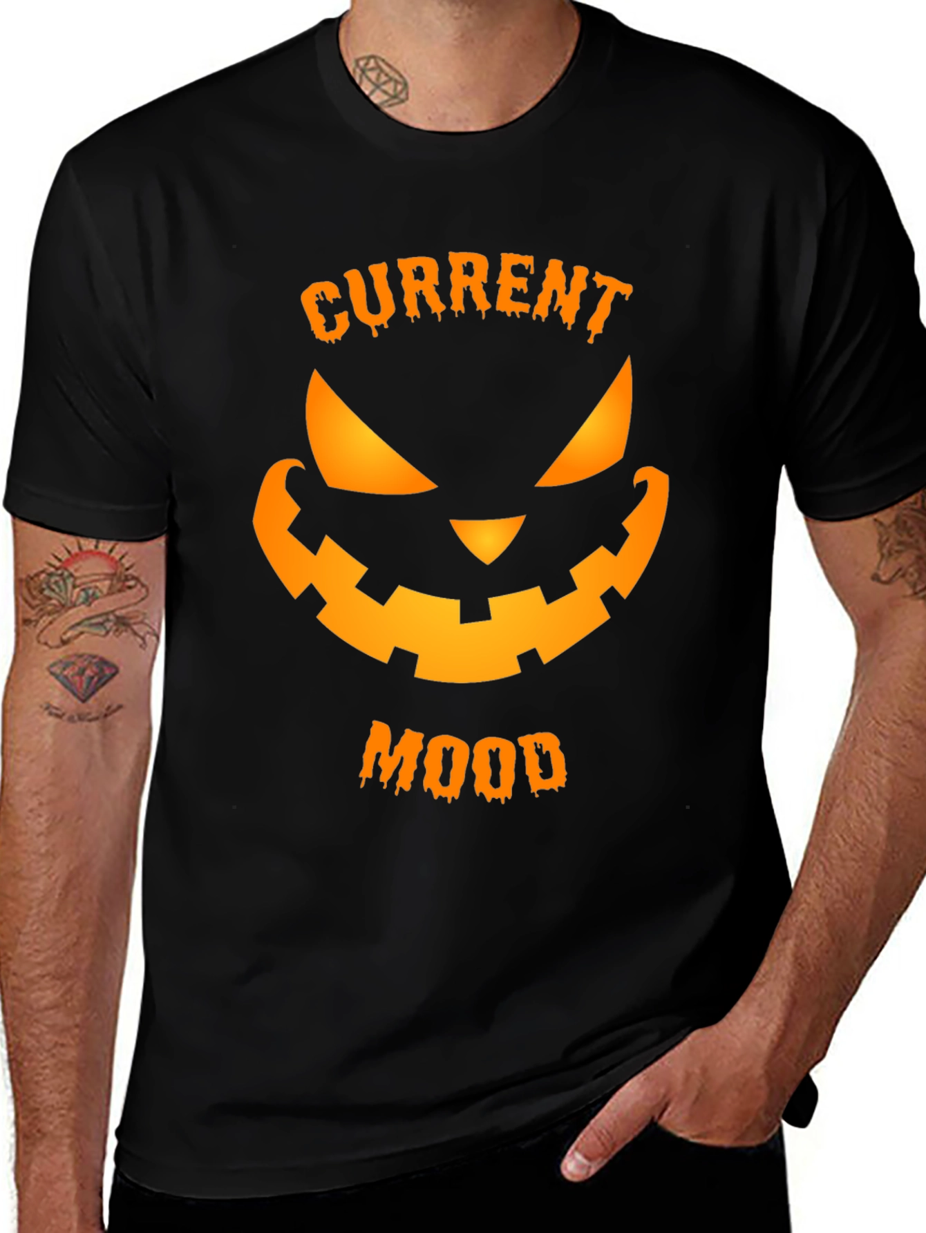 Current Mood Halloween T-Shirt - Spooky Pumpkin Face