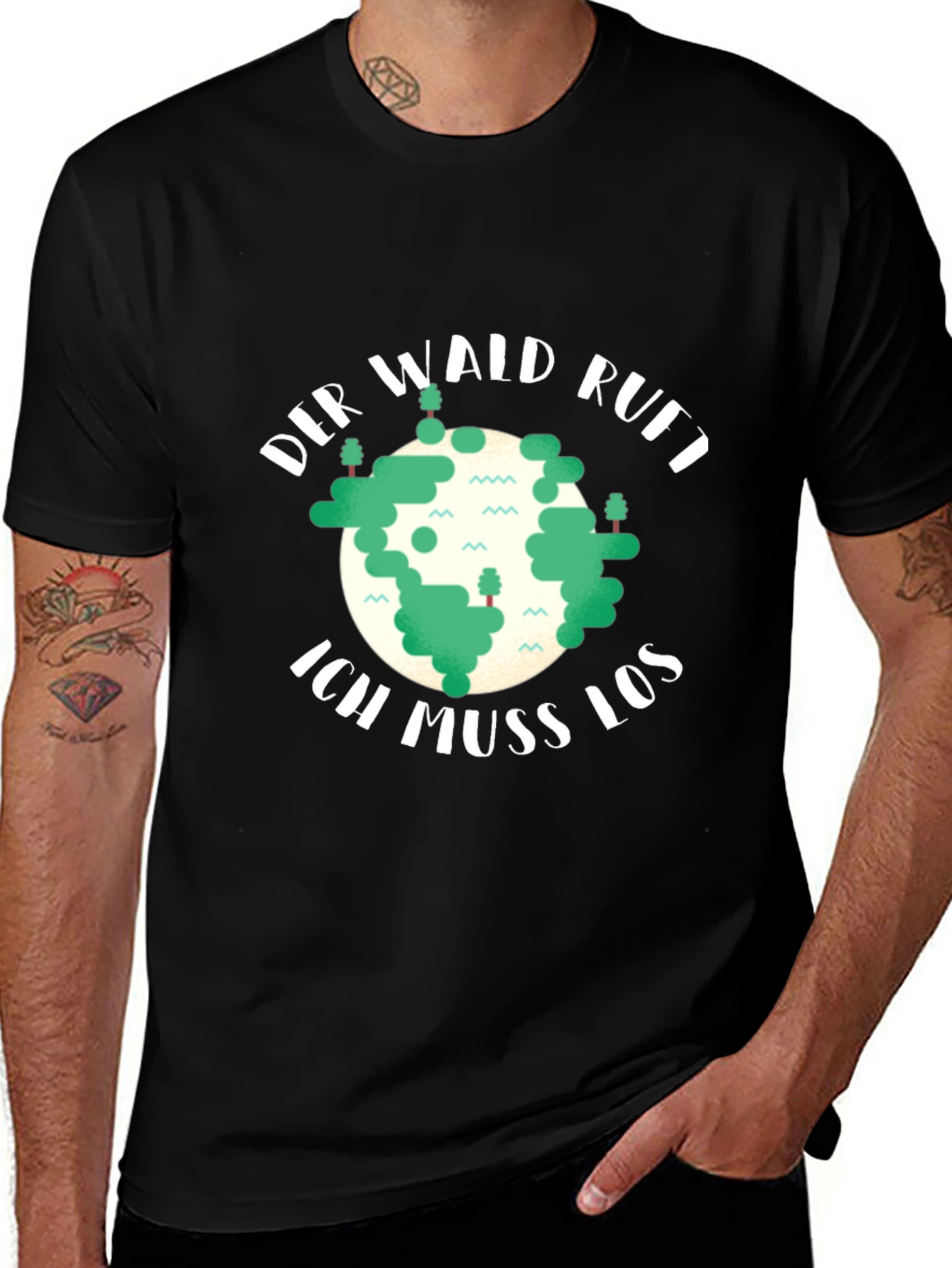 Black Der Wald Ruft T-Shirt - Nature Lover's Tee main image