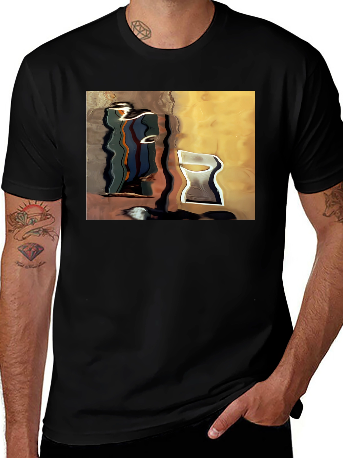 Variant 10 of Abstract Art Graphic Print Black T-Shirt