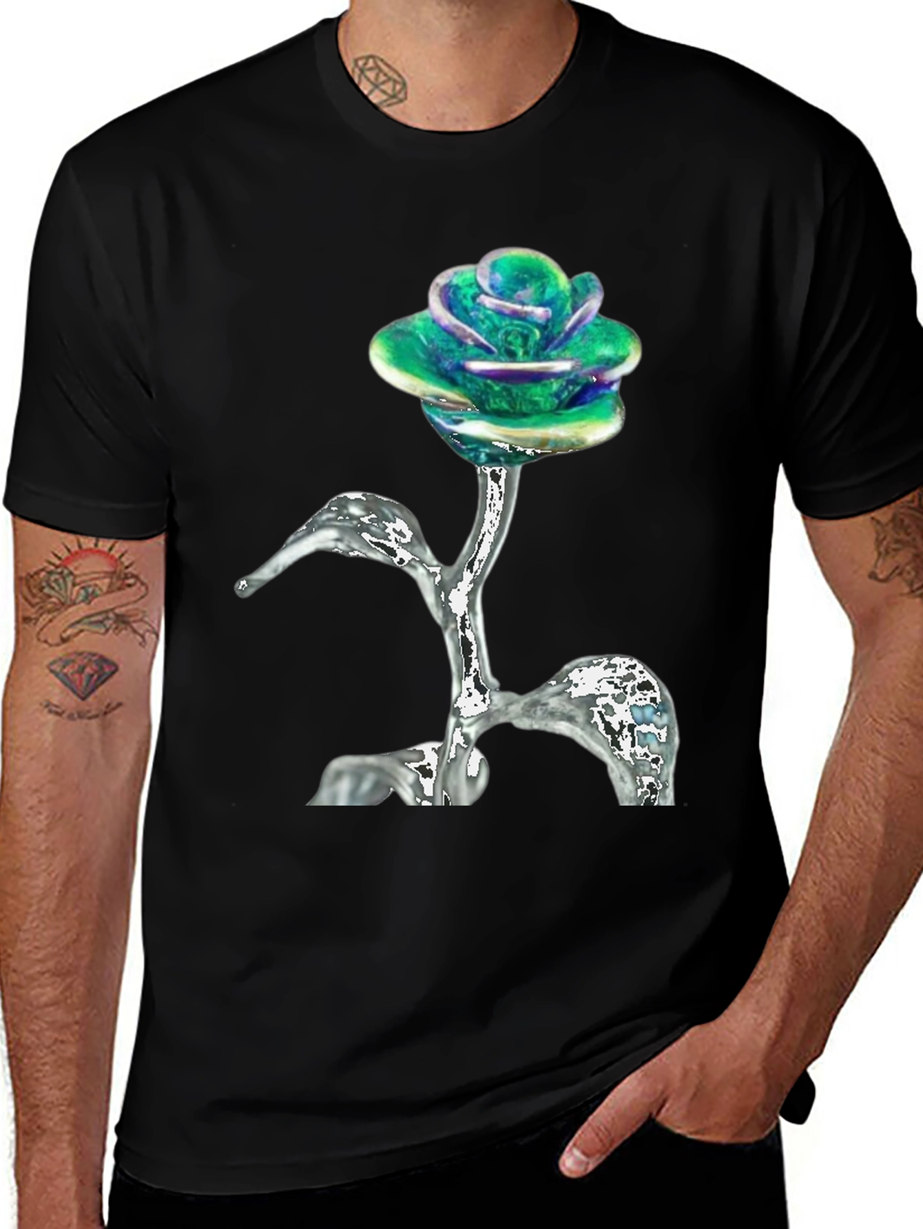 Variant 7 of Iridescent Rose T-Shirt - Unique Floral Design