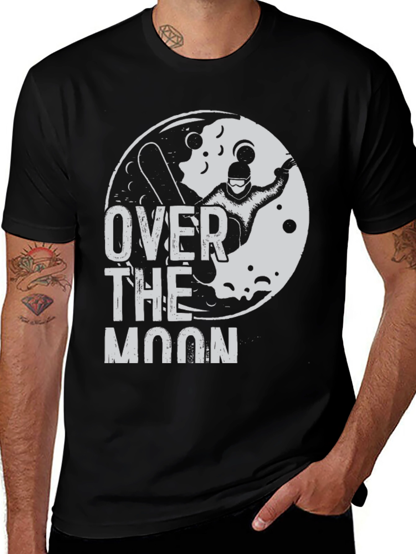 Variant 29 of Over The Moon Graphic T-Shirt - Black Cotton Tee