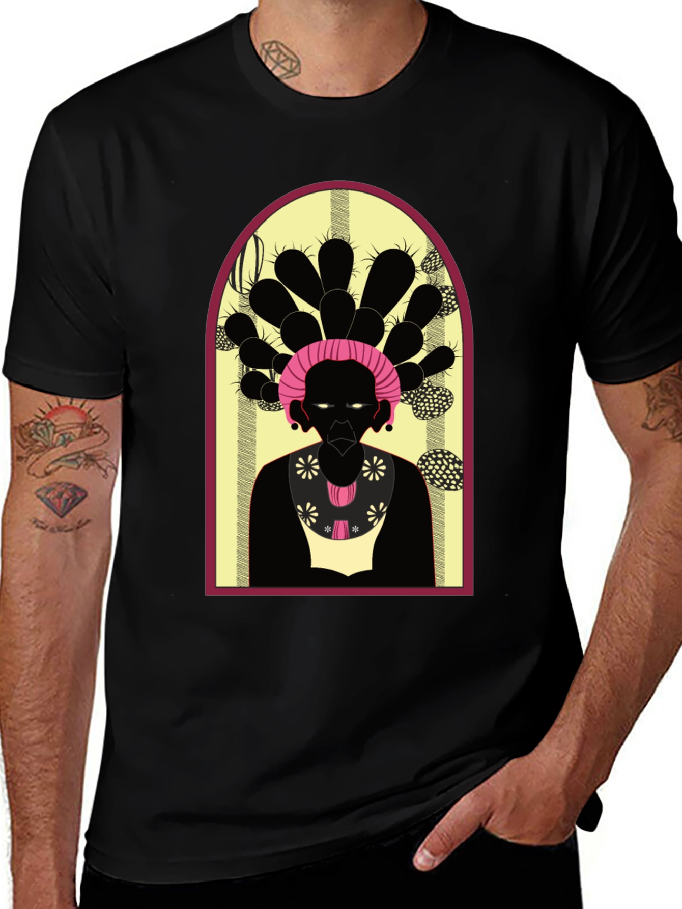 Variant 10 of Unique Graphic Tee: Cactus Lady Portrait