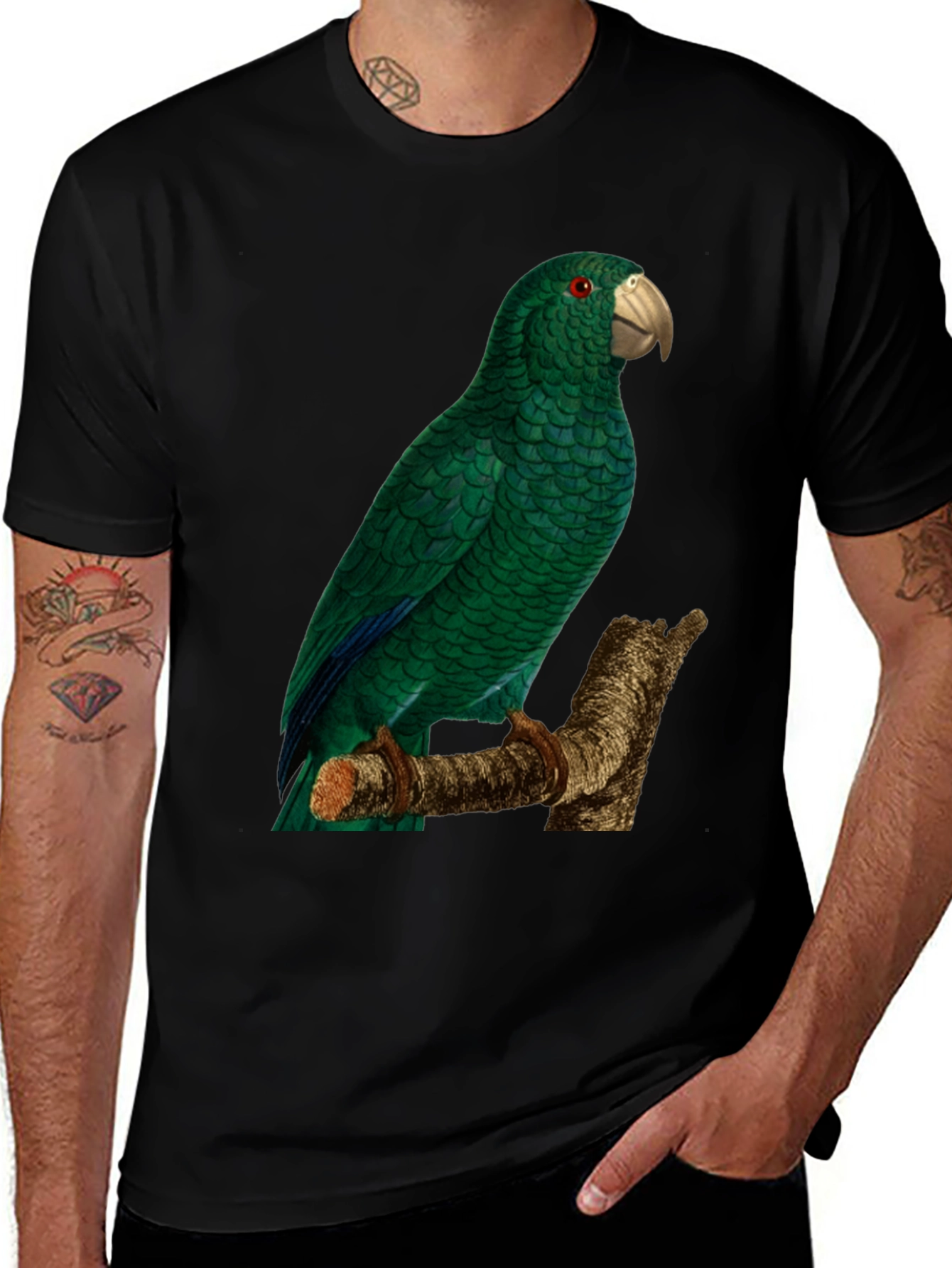 Variant 6 of Green Parrot Graphic Tee - Nature Lover's Apparel