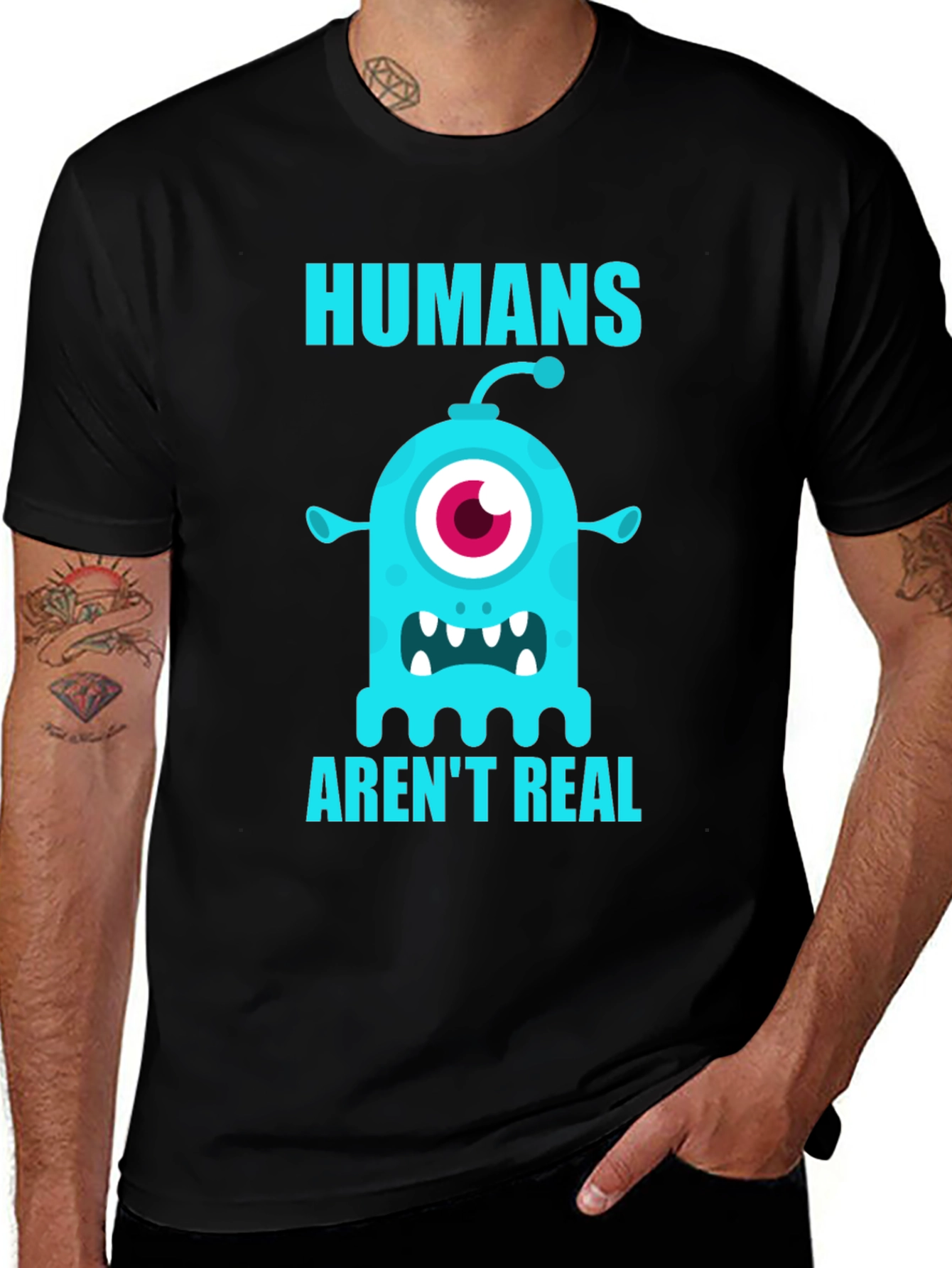 Variant 18 of Humans Aren't Real Monster Graphic T-Shirt