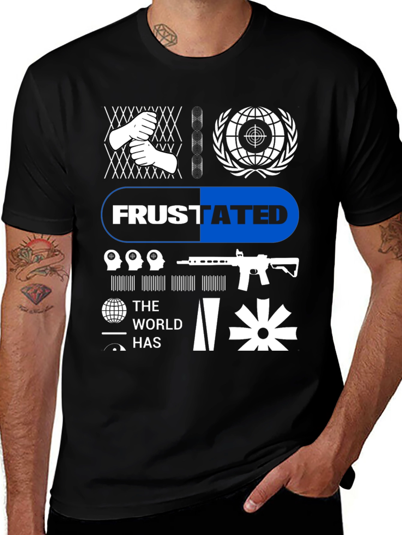 Variant 27 of Frustrated Graphic Tee - Black Cotton T-Shirt