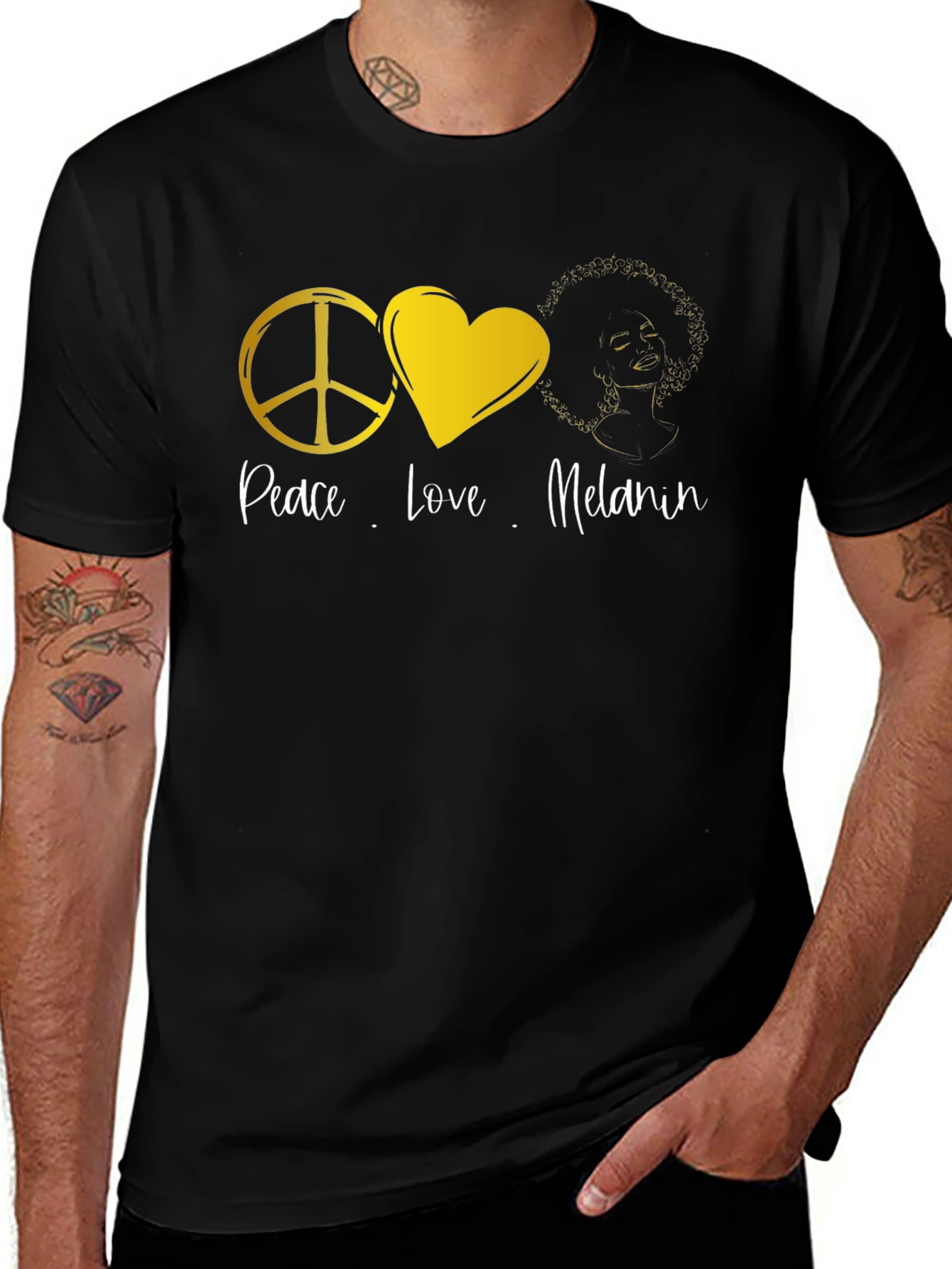 Peace Love Melanin Black Graphic T-Shirt