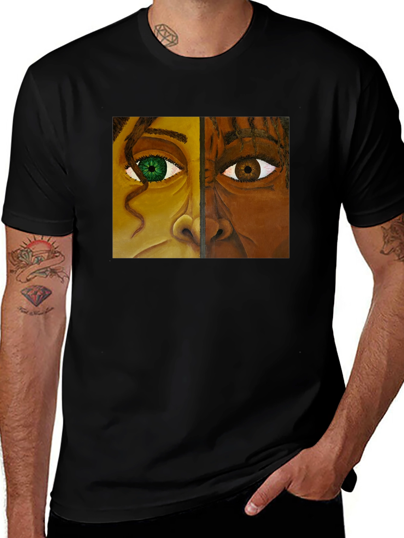 Variant 21 of Unique Two-Faced Portrait Graphic Tee