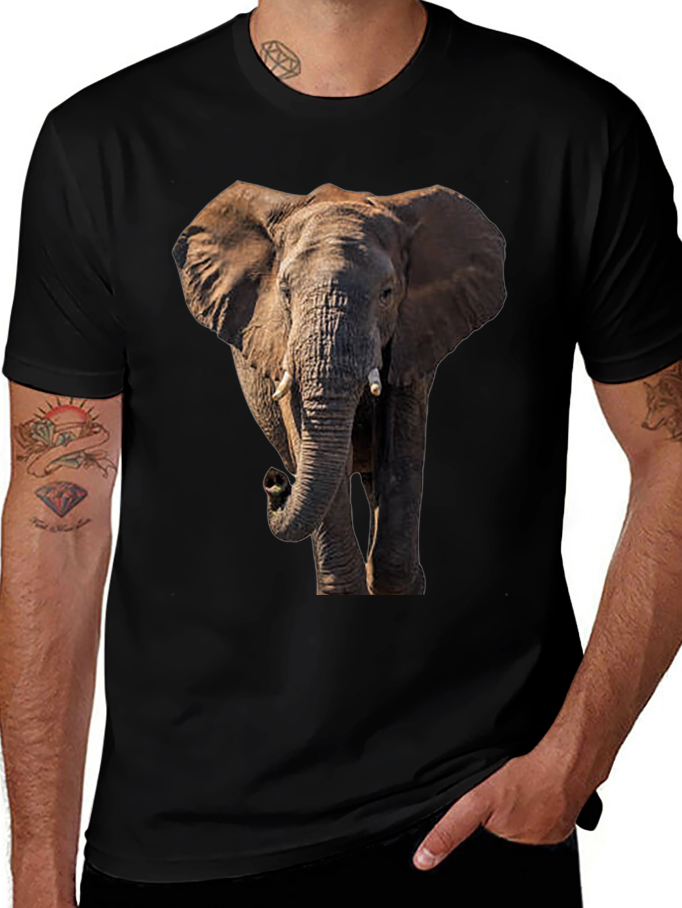 Variant 20 of Elephant Graphic Black T-Shirt