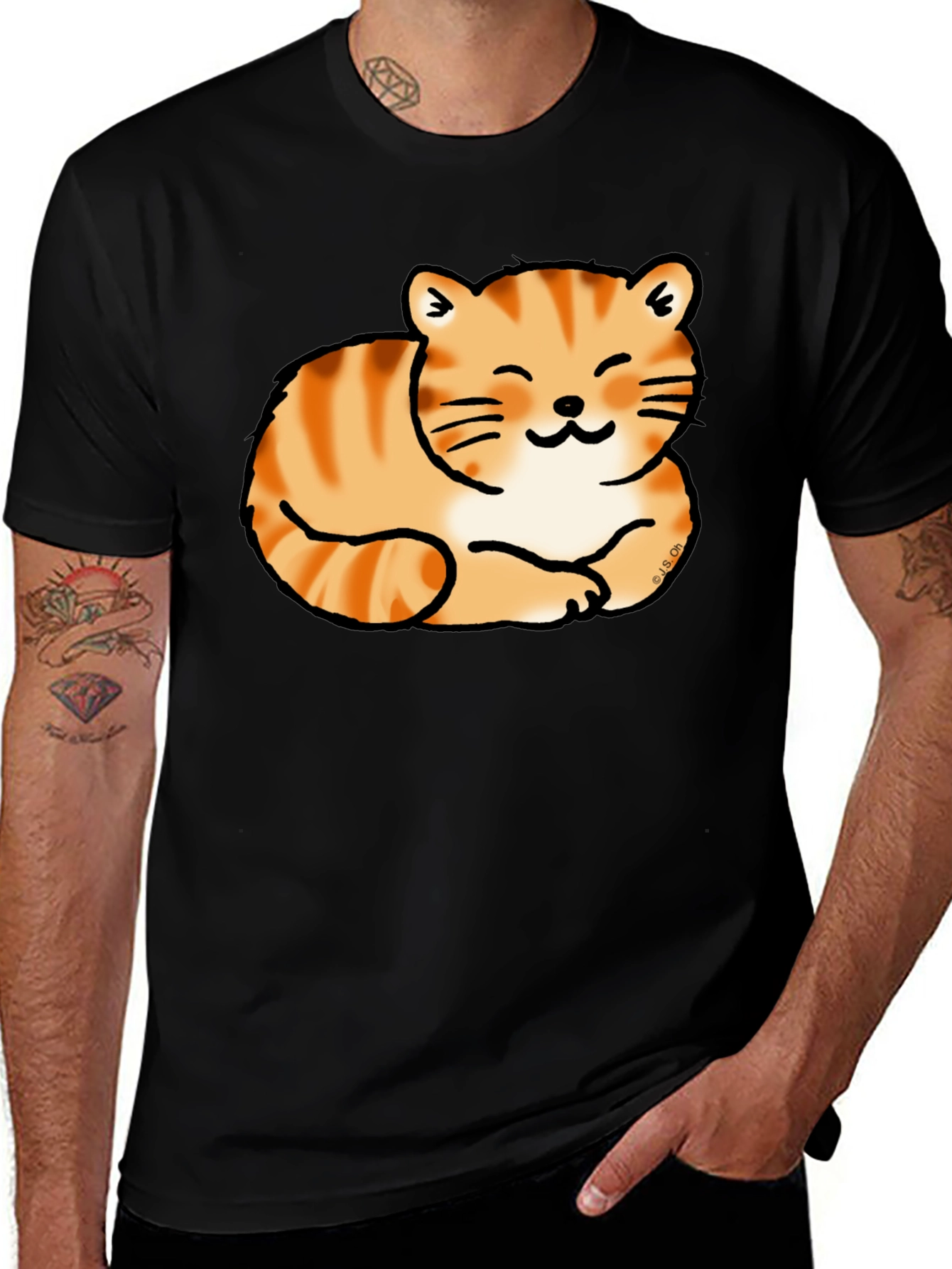 Variant 22 of Cute Cat Nap T-Shirt - Black Tee