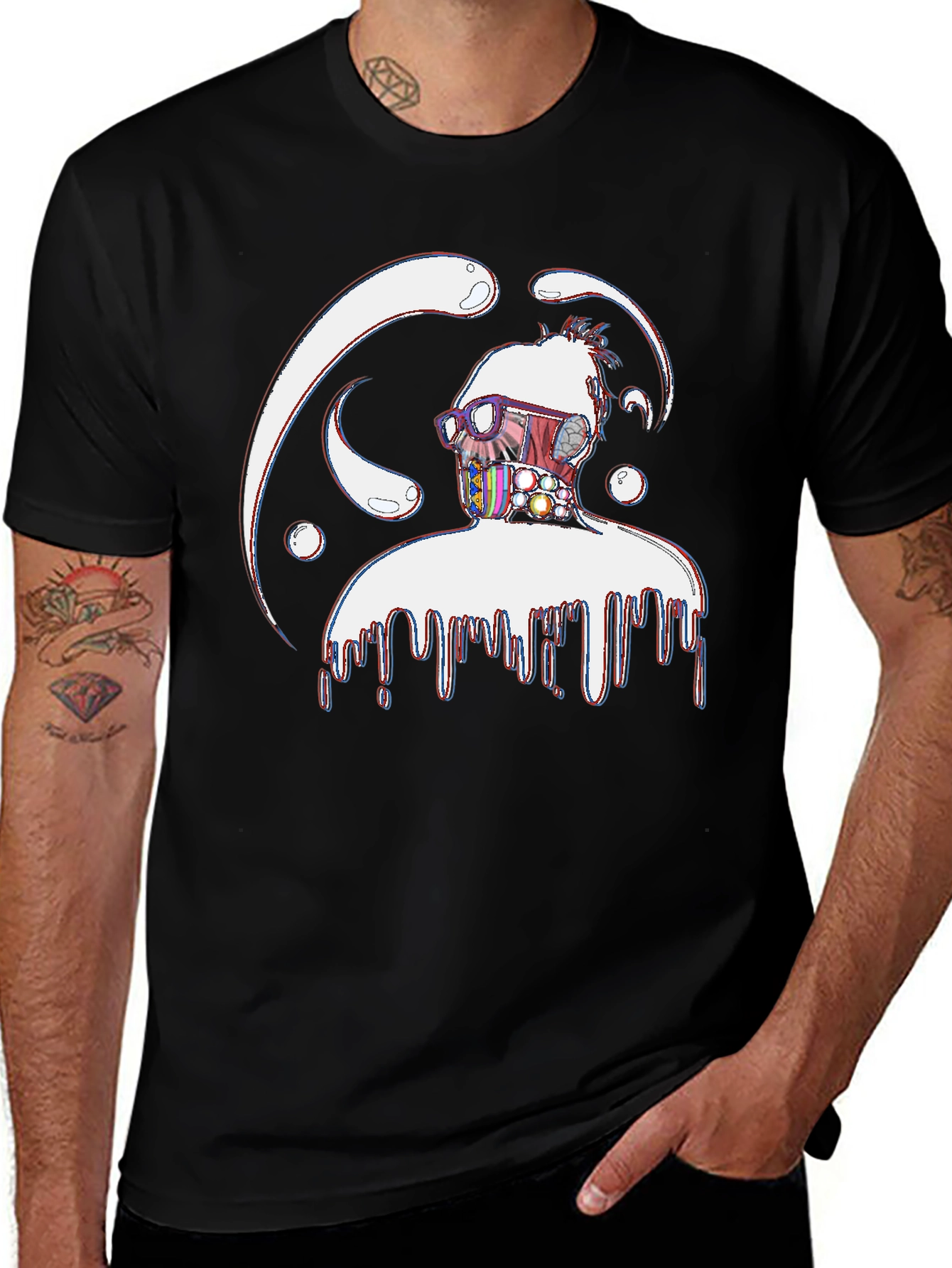 Variant 23 of Abstract Drip Graphic Black T-Shirt