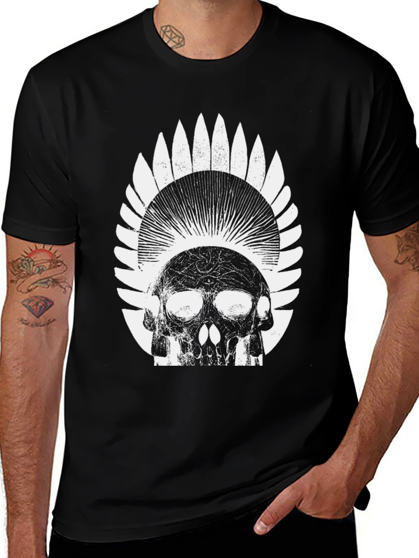 Variant 8 of Skull Graphic Print Black T-Shirt