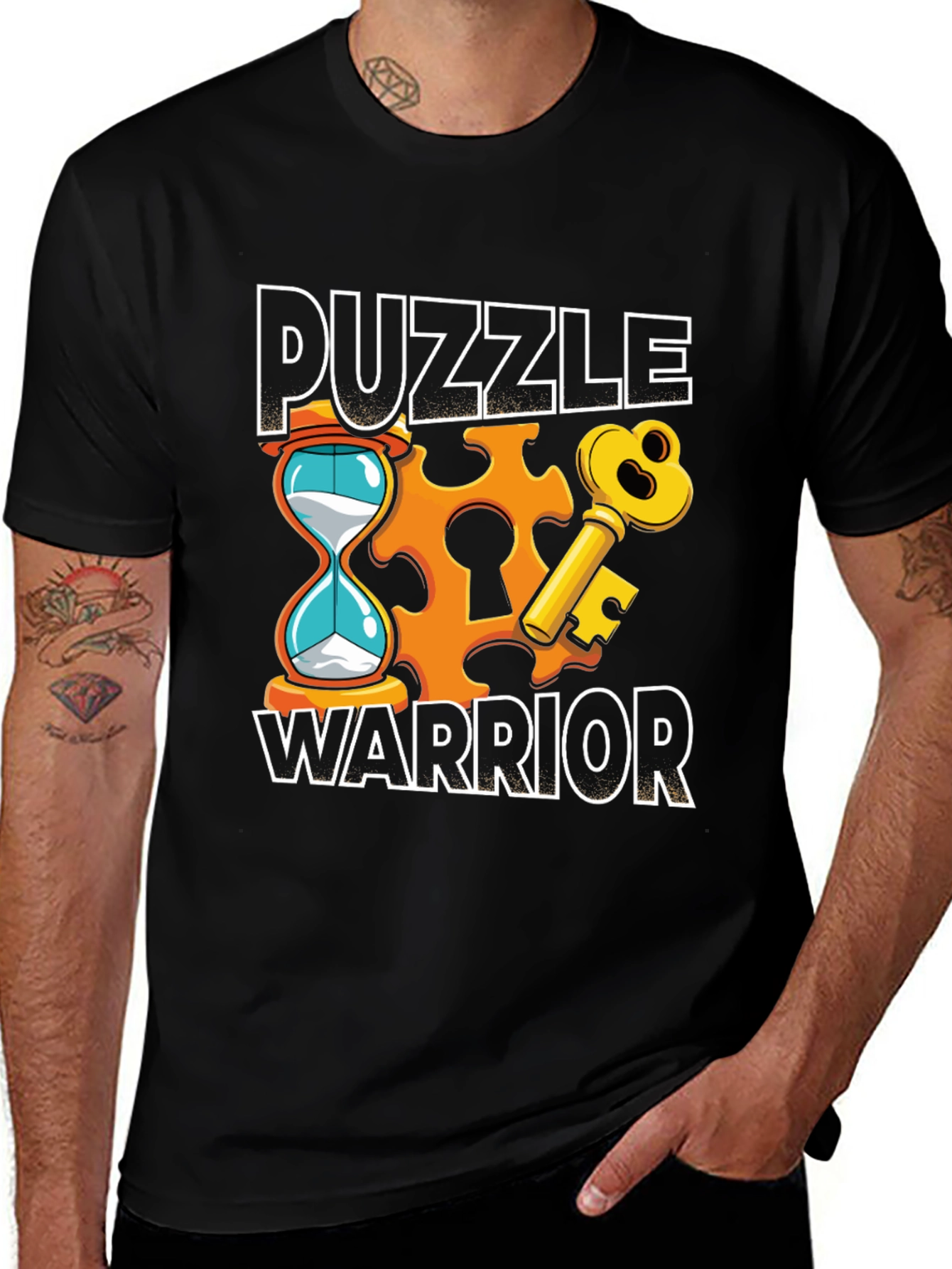 Puzzle Warrior Graphic T-Shirt - Brain Teaser Design